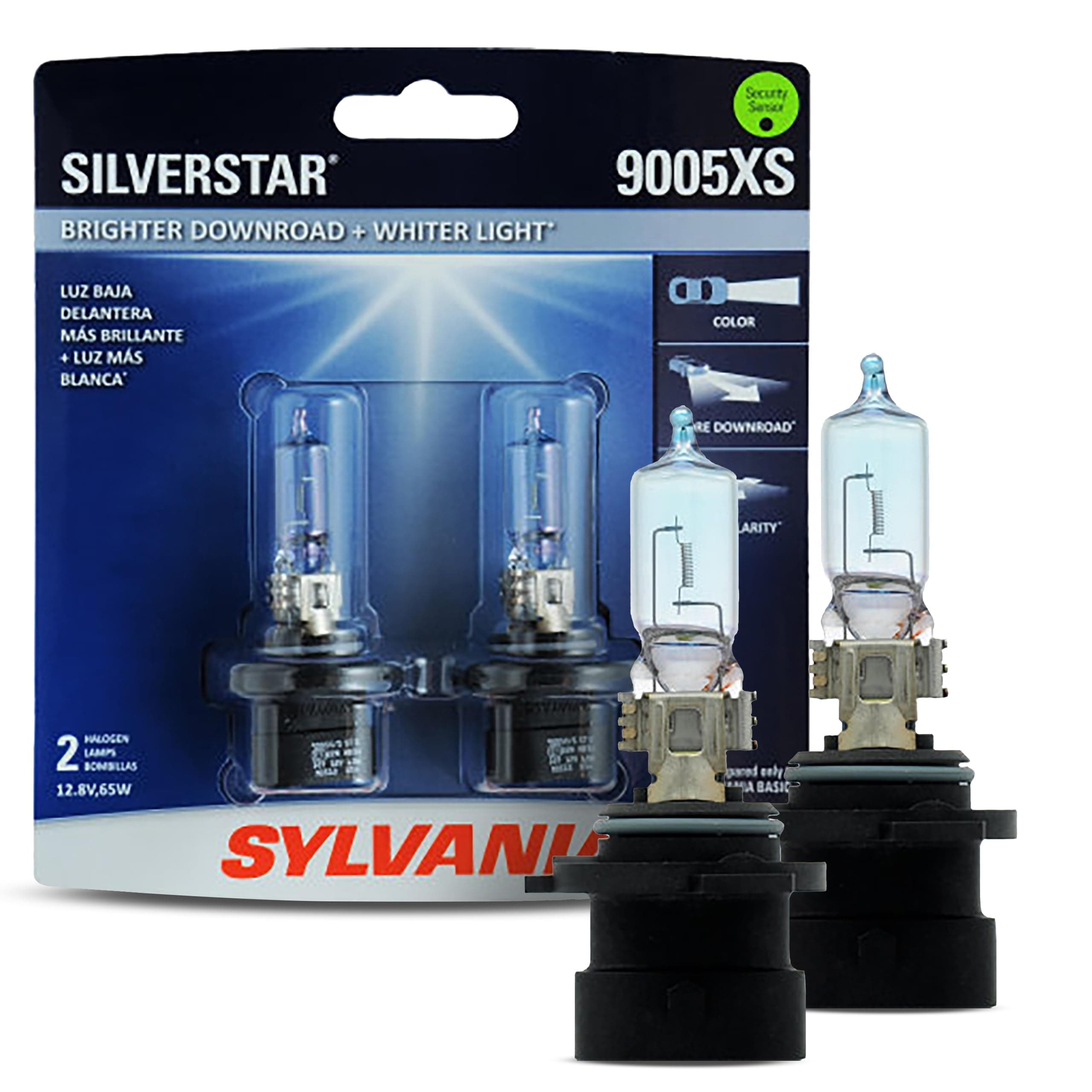 9005XS SilverStar - High Performance Halogen Headlight Bulb, High Beam, Low Beam and Fog Replacement Bulb, Brighter Downroad with Whiter Light (Contains 2 Bulbs)