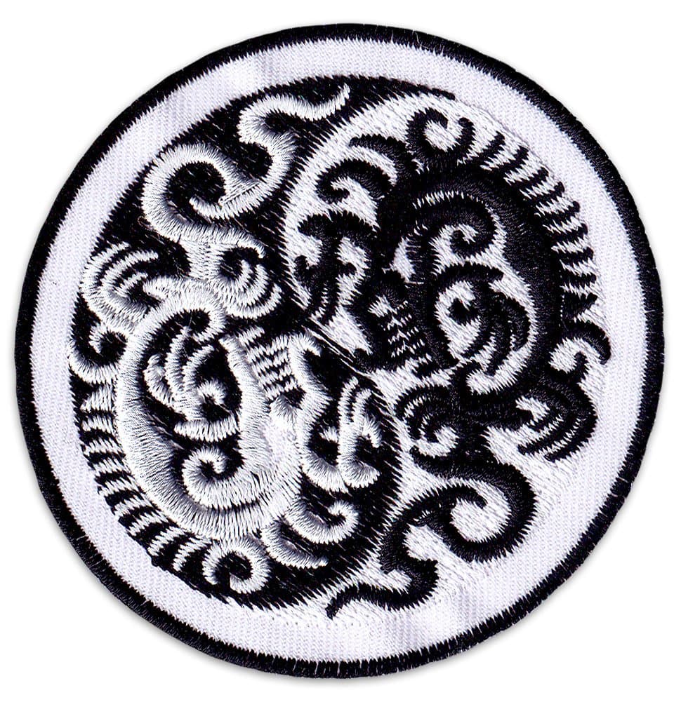 Wakapu Patch Yin & Yang Dragons Patch Iron On Sew On Embroidered Tattoo Irezumi Tebori Samurai Tao Shinto Martial Arts (Black Small)