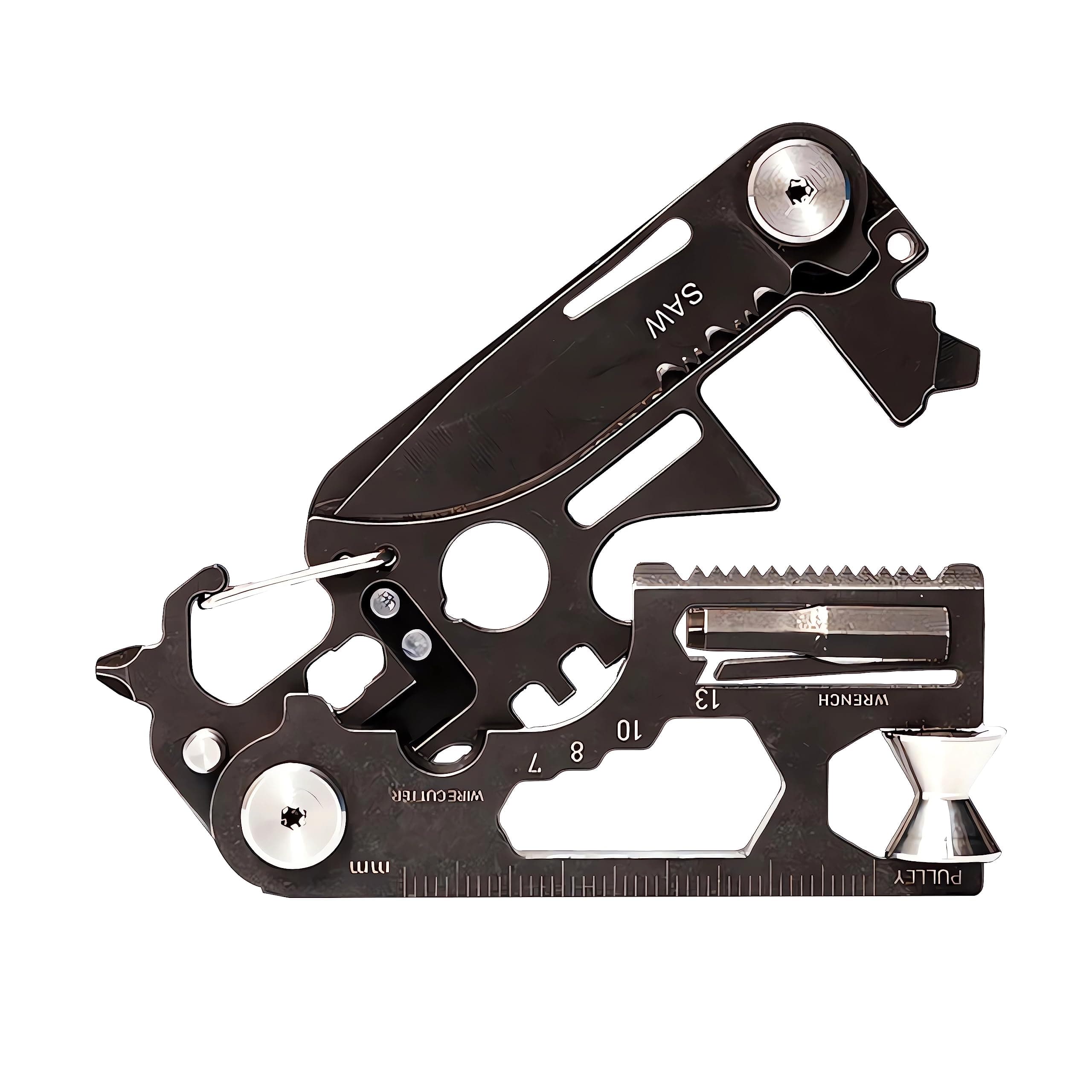 28 in 1 EDC Multi-function Tool, Keychain portable Metal Pocket Tool for men, Wrench for Screw, Ruler, Pulley, Spoke Tool,bottle opener, thread cutter, Self-locking Pocket Knife Multitool