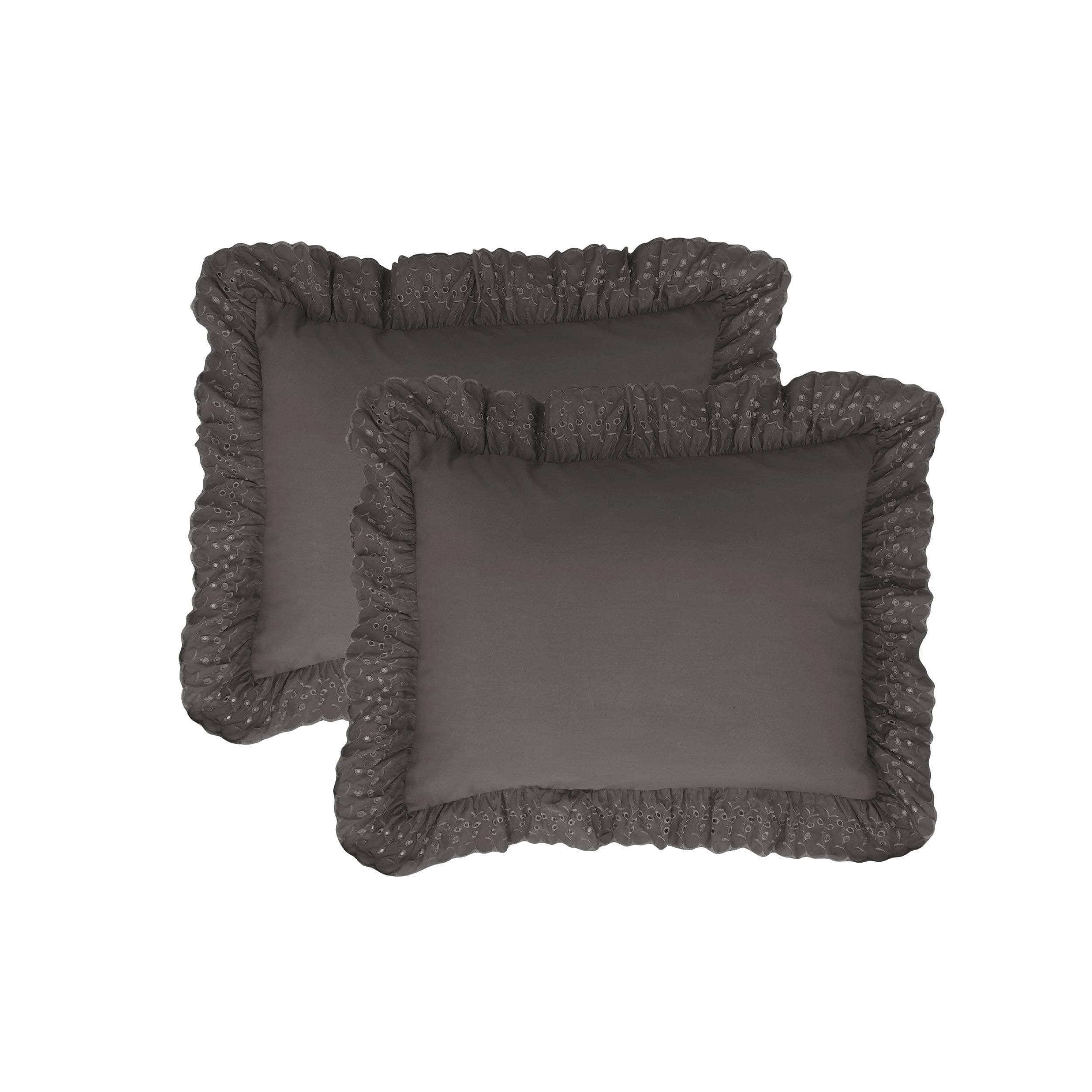 FRESH IDEAS Eyelet Shams Set, Grey, King 2-Pack