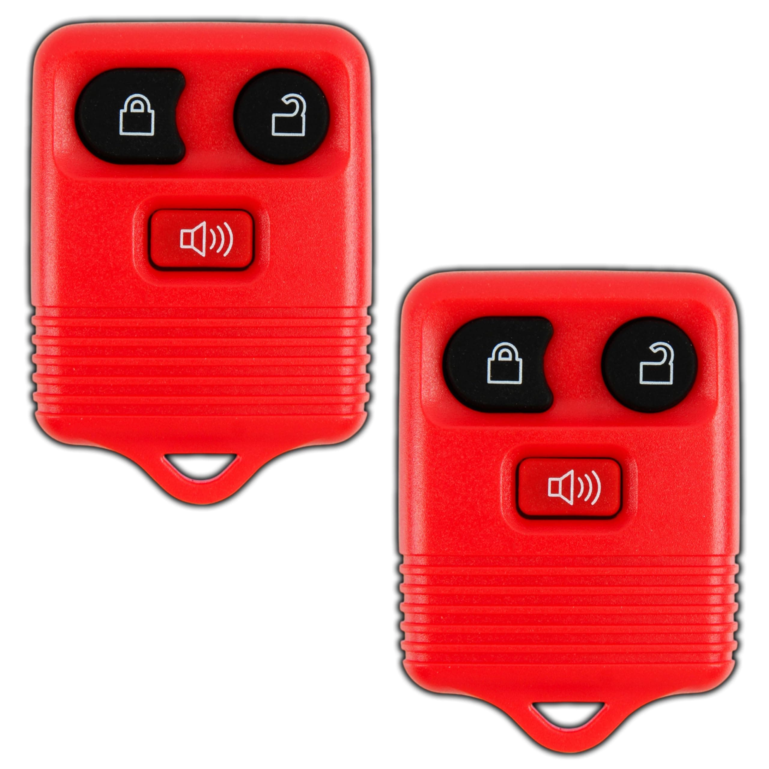 KeylessOption Key Fob Replacement for 2002 2003 2004 2005 2006 2007 2008 2009 2010 2011 2012 2013 2014 2015 2016 Ford F150 Explorer Ranger Mustang Lincoln Mazda Mercury Remote, 3-Button Red 2-Pack