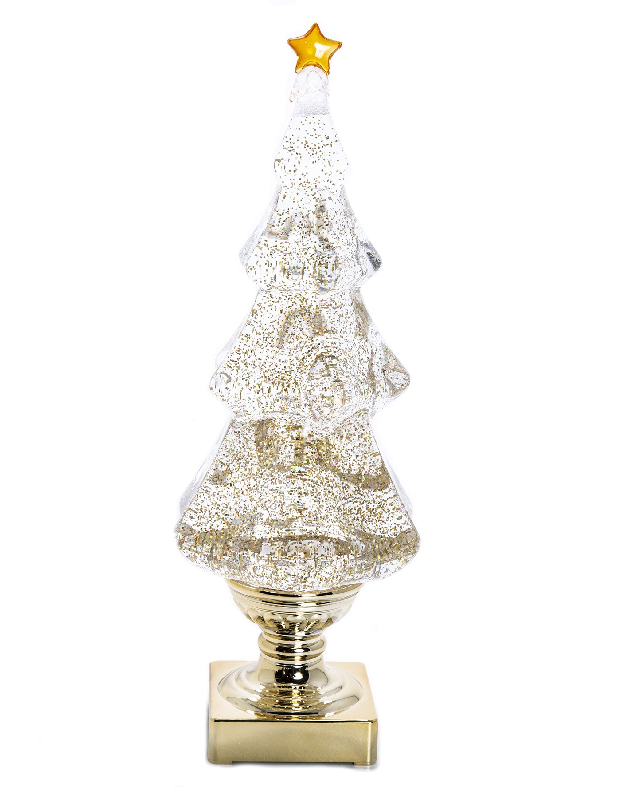 ReLIVE 14" LED Lighted Blowing Glitter Lantern Christmas Tree - Gold