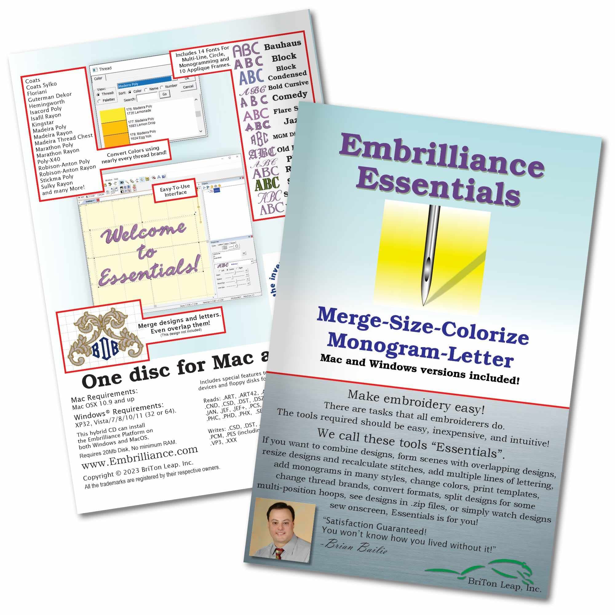 Embrilliance Essentials Embroidery Machine Software by Embrilliance Essentials Embroidery Software
