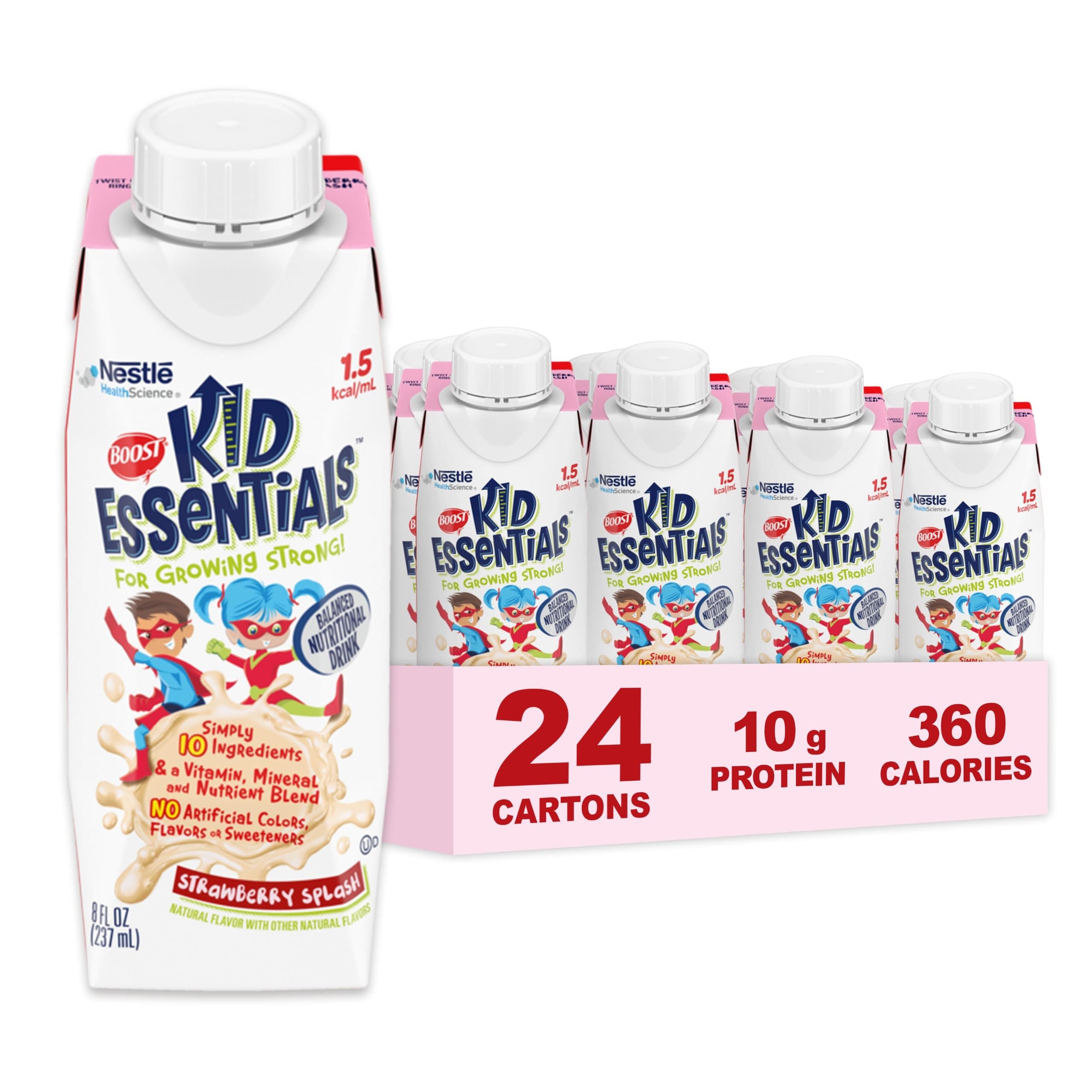 KID ESSENTIALS 1.5, Strawberry Splash, 8 Fl oz (Pack of 24)