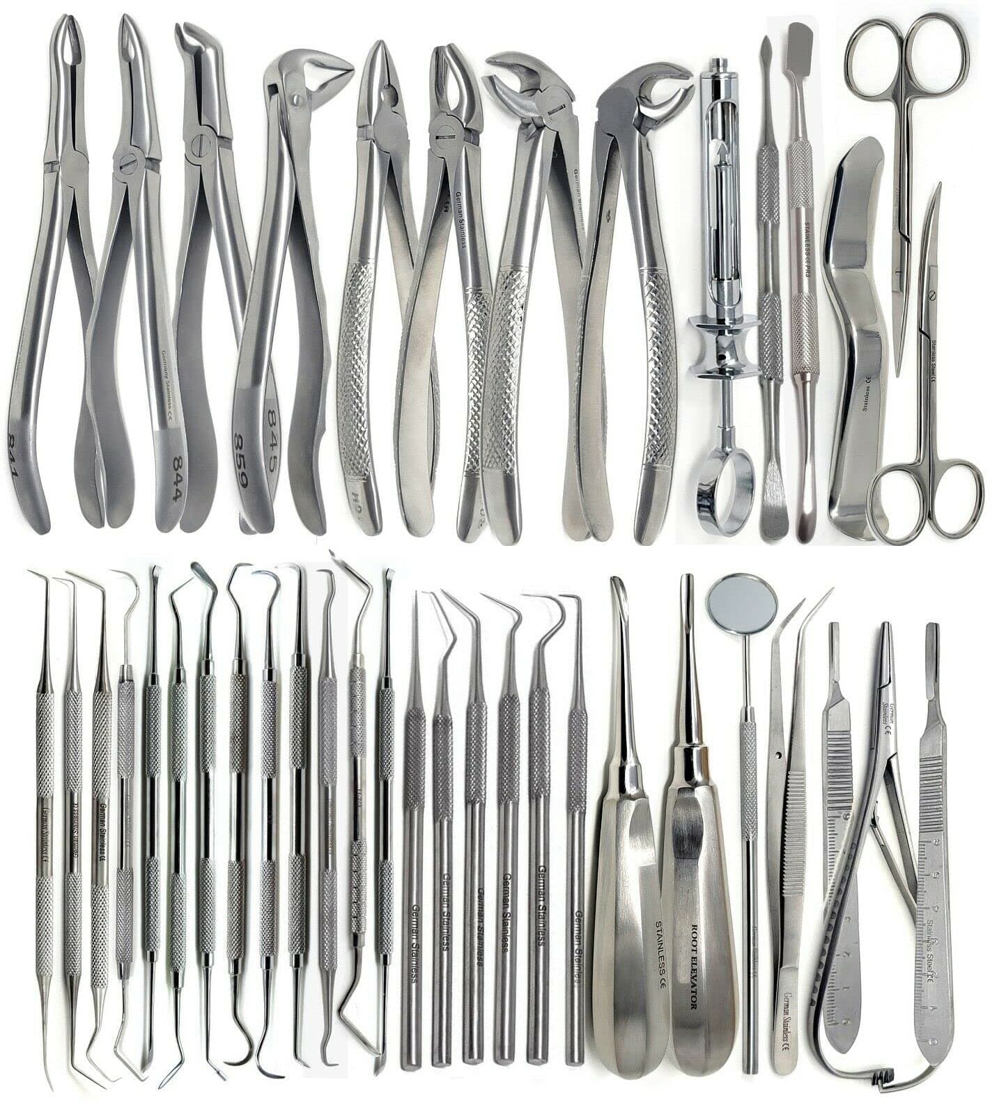 Premium Grade 80 Pcs Dental Extraction Extracting Scalers Forceps Elevators Oral Instruments Set Kit
