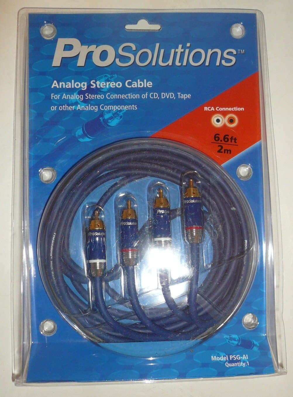 2m 6.6ft Analog Stereo Audio Cable - Rca Type Model Psg-ai 2m