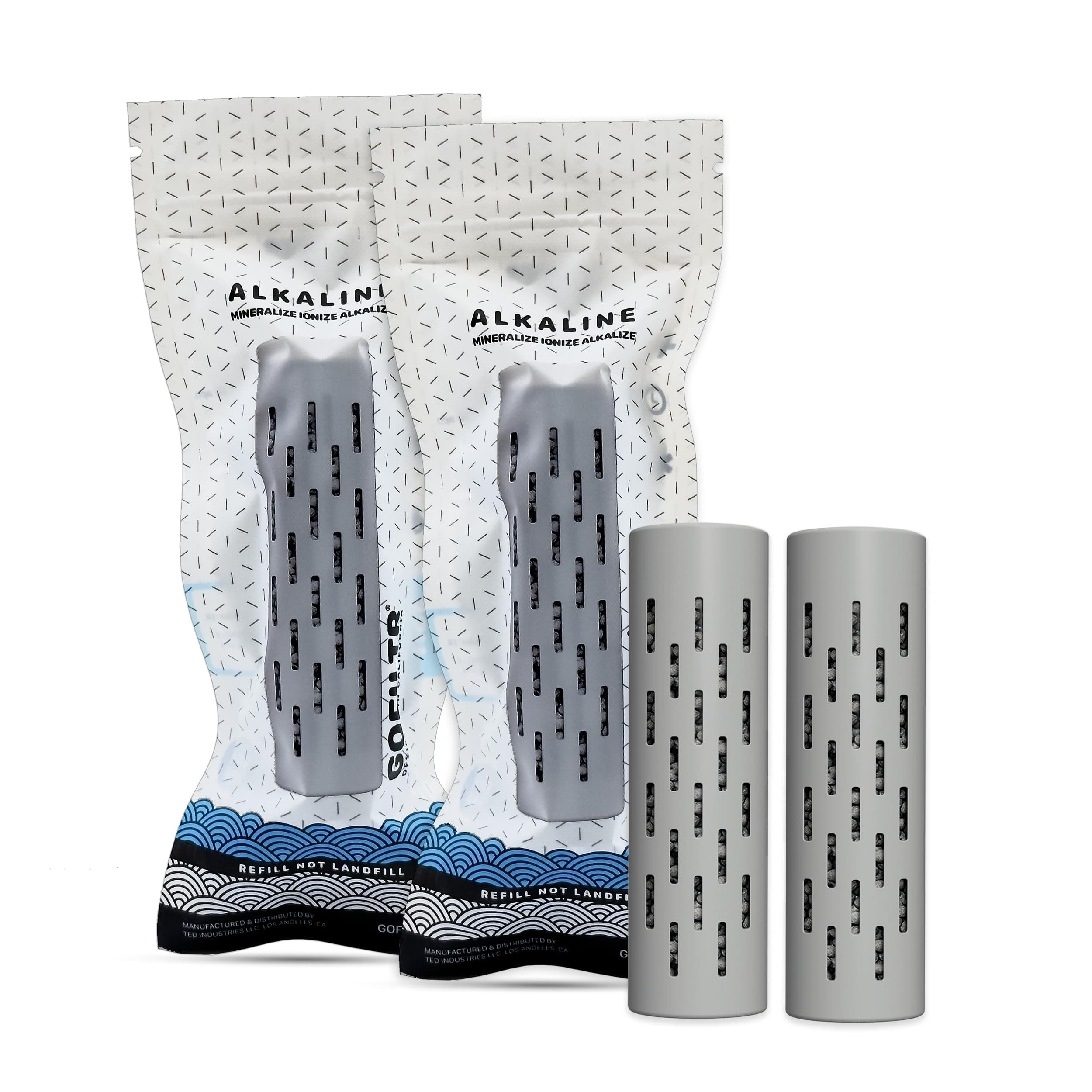 Alkaline Water Infuser (Original 2 Pack) 9.5 pH + Electrolytes for Any Water Bottle/Small Pitcher, 750 Refills / 3 Months, 2 Ionized Mineral Water Infusers