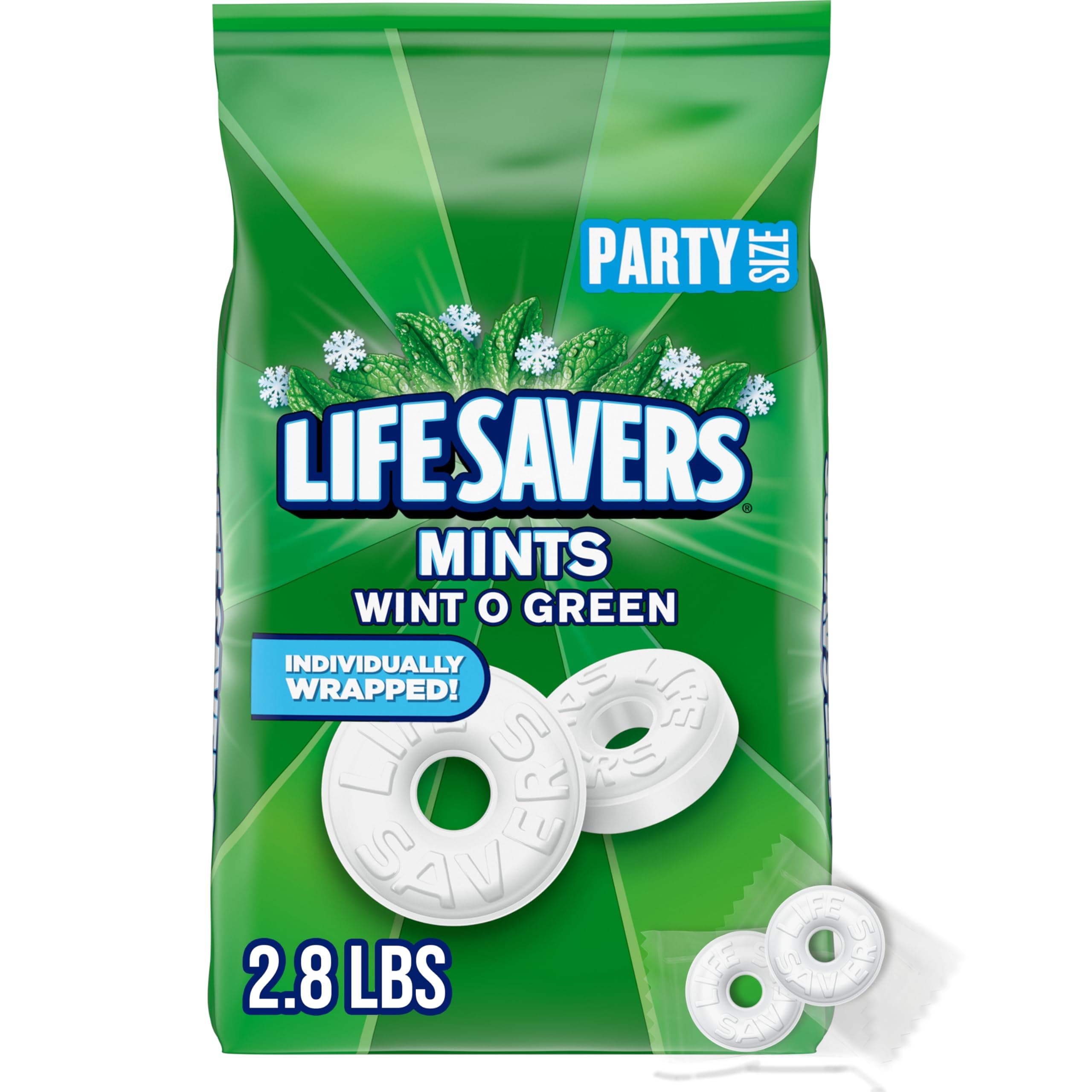 LIFE SAVERS Mints, Bulk Hard Candy Wint-O-Green Breath Mints, 2.8 LBS Party Size