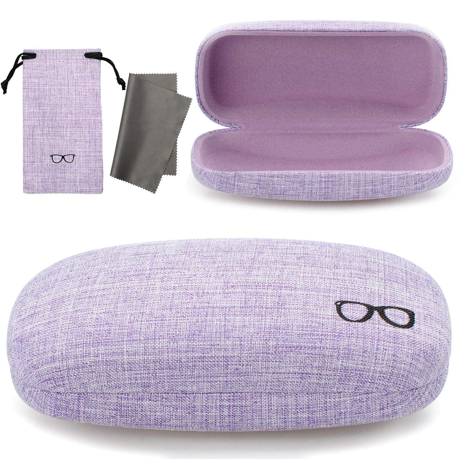 Hard Shell Eyeglasses Cases, Linen Fabrics Protector Sunglasses Case, Large Glasses Case