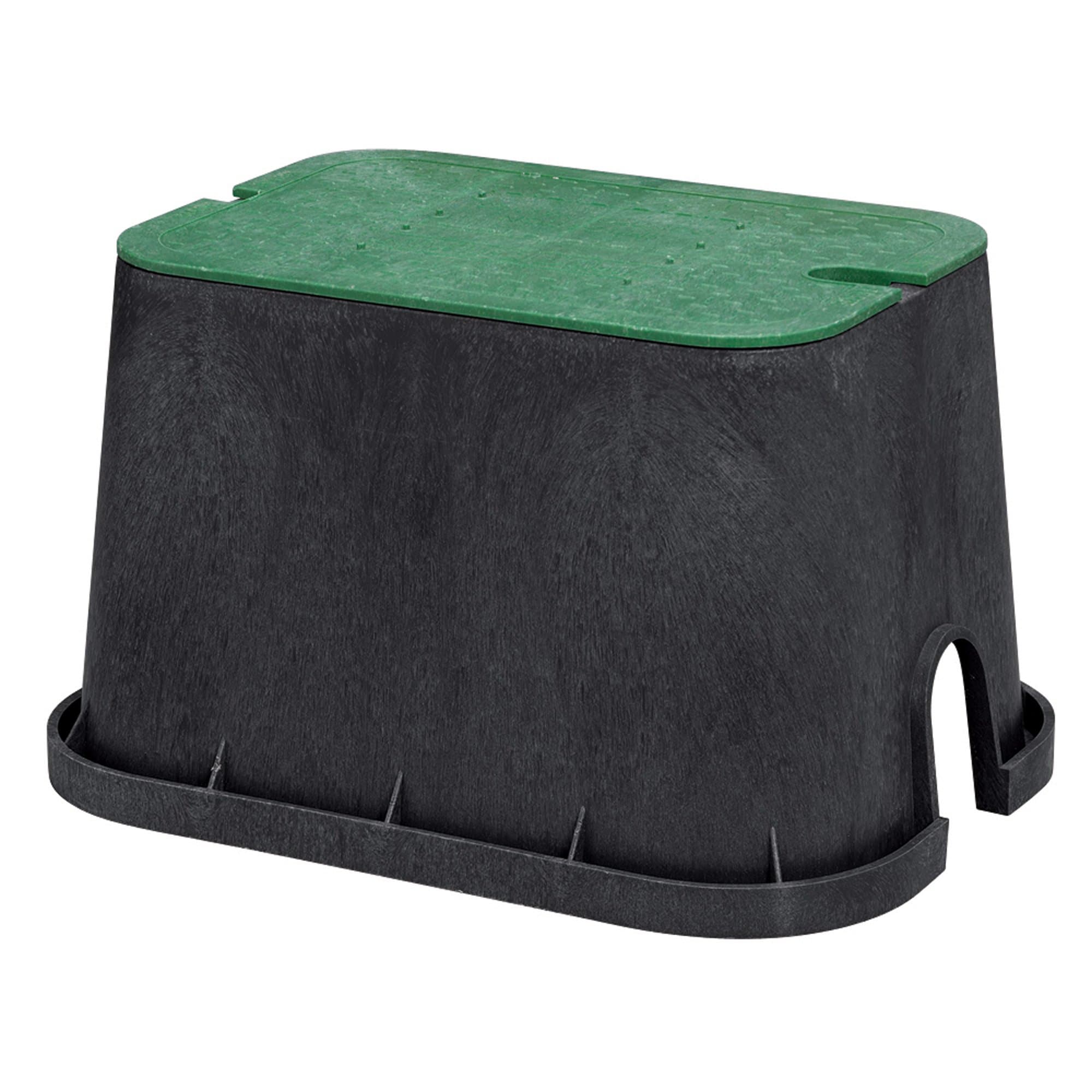 Orbit 53212 12" Standard Rectangular Sprinkler Valve Box, Black with Green Lid