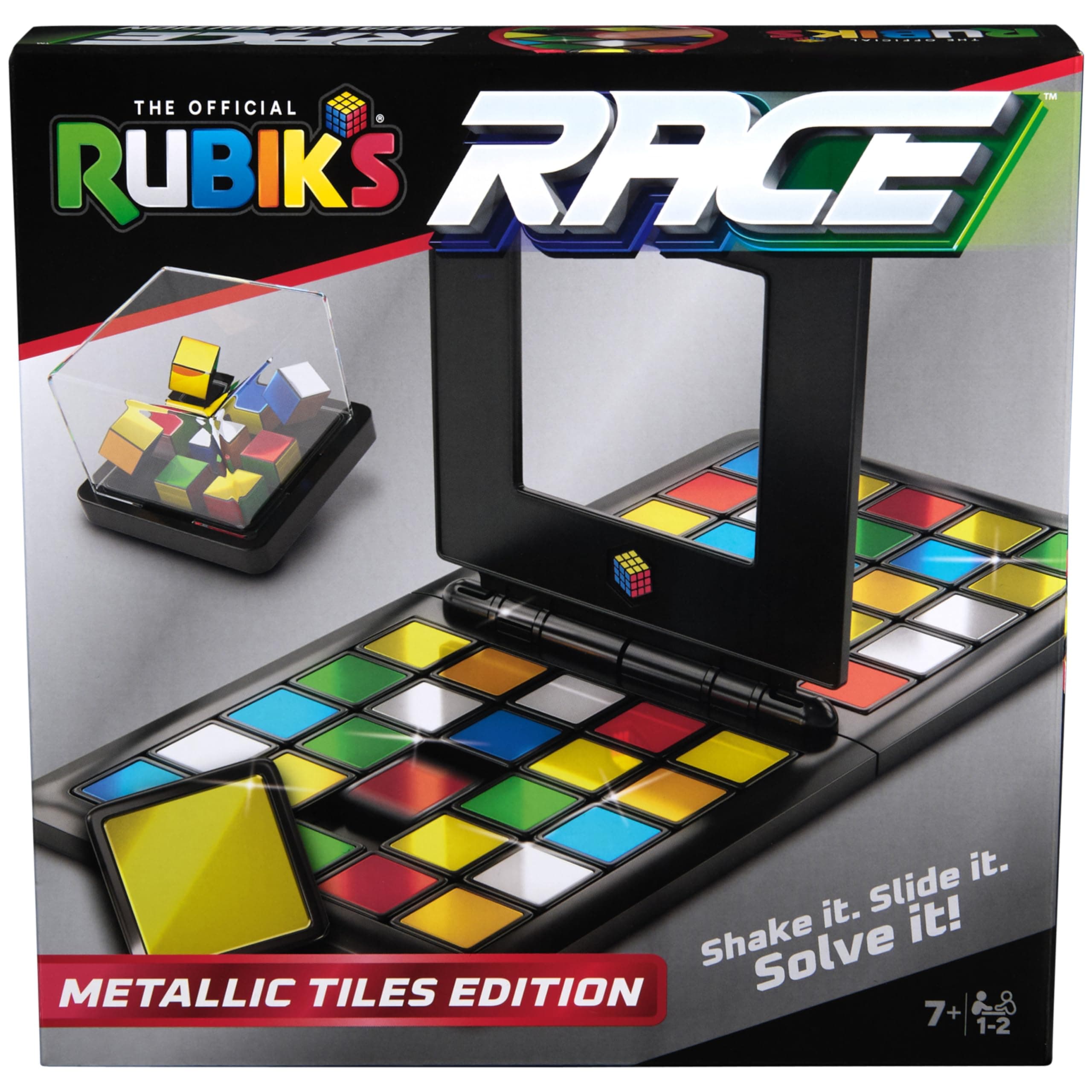 Rubik'sRace, Metallic Edition Classic Fast-Paced Puzzle Strategy Sequence Two Player Board Game, for Kids and Adults Ages 7 and up, Multicolor
