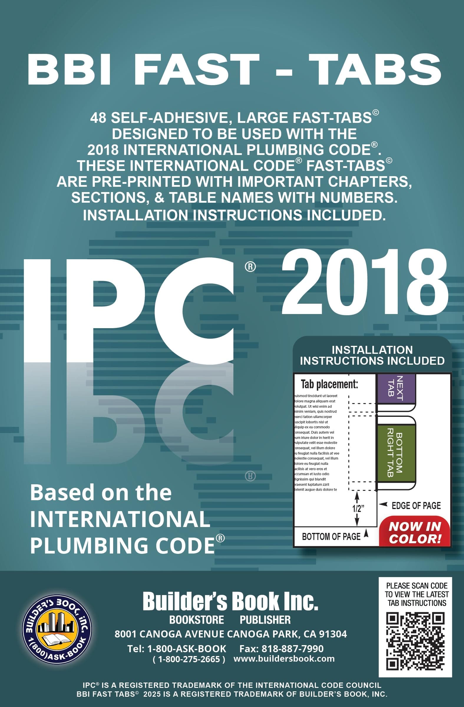 2018 International Plumbing Code (IPC) Fast Tabs