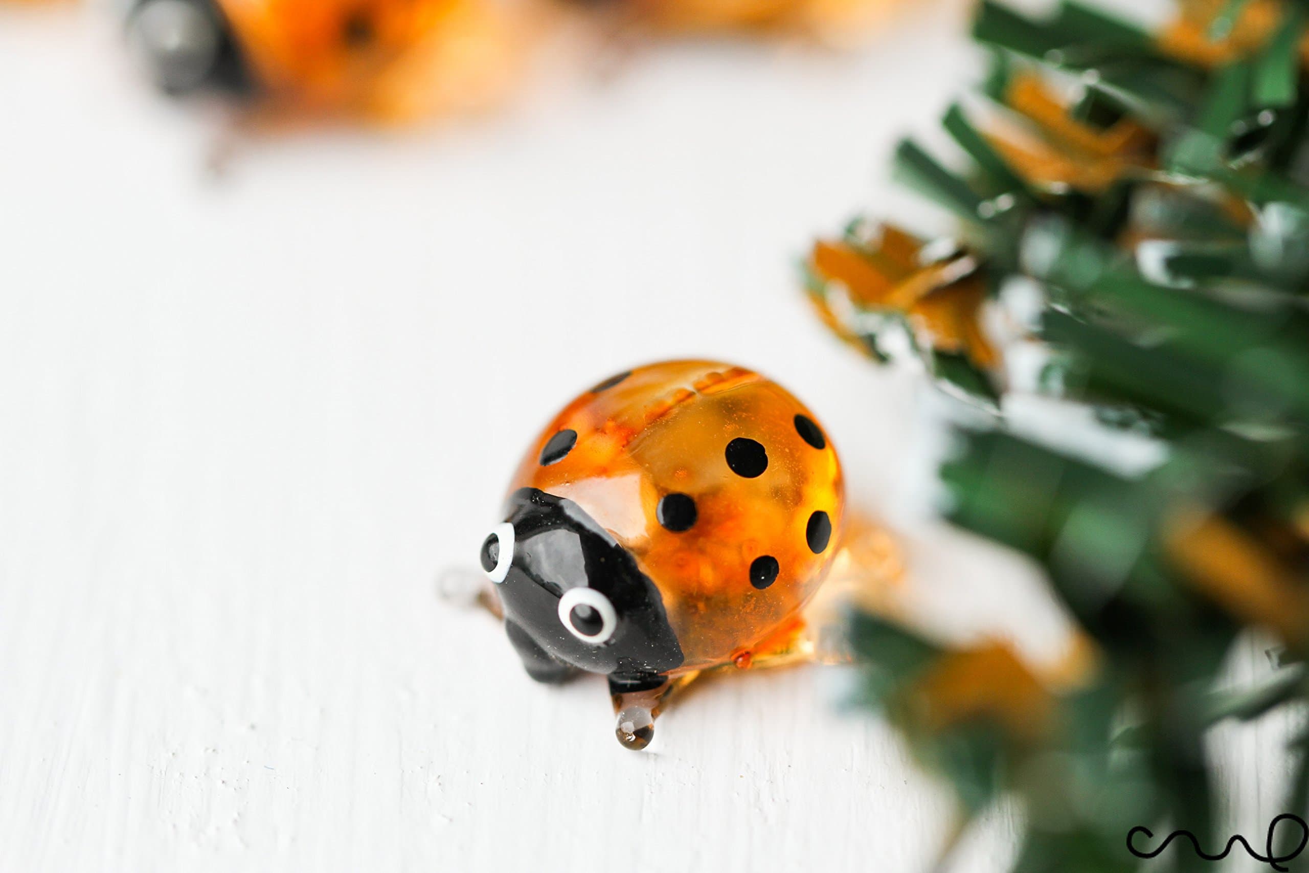 Tiny Mini Glass Ladybirds Orange Quality Mini Small Gloss Deco Pot Ornament Garden Ladybug Terrariums