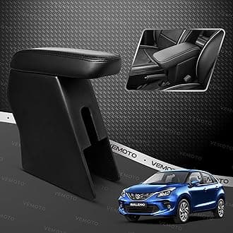 - 2.0 High-End Car Center Armrest with Storage Compartment and Ultimate Comfort for Maruti Baleno (Black)