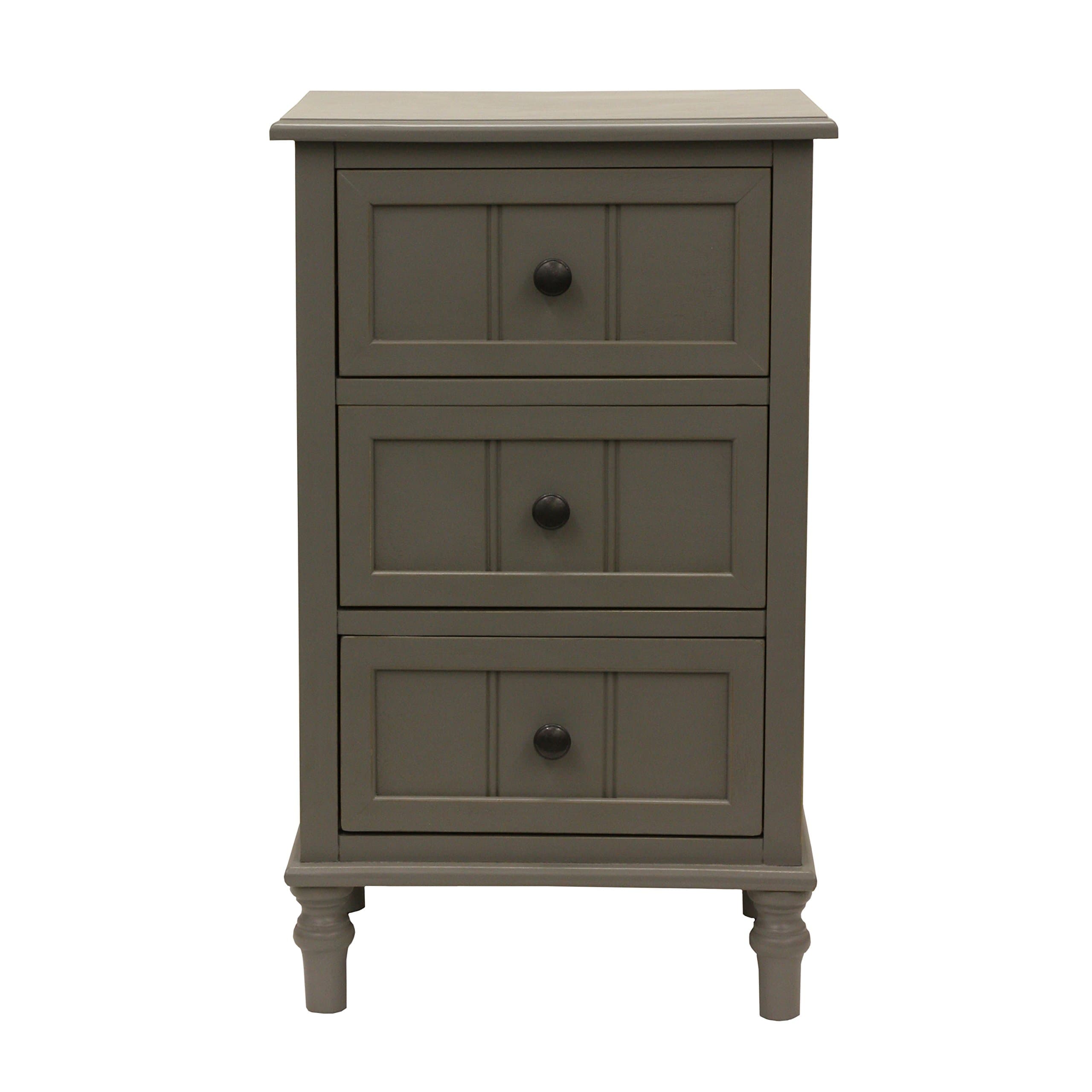 Decor Therapy Simplify Three Drawer Wood Accent Cabinet Side Table, 15.75 in x 11.8 in x 26 in, Gray