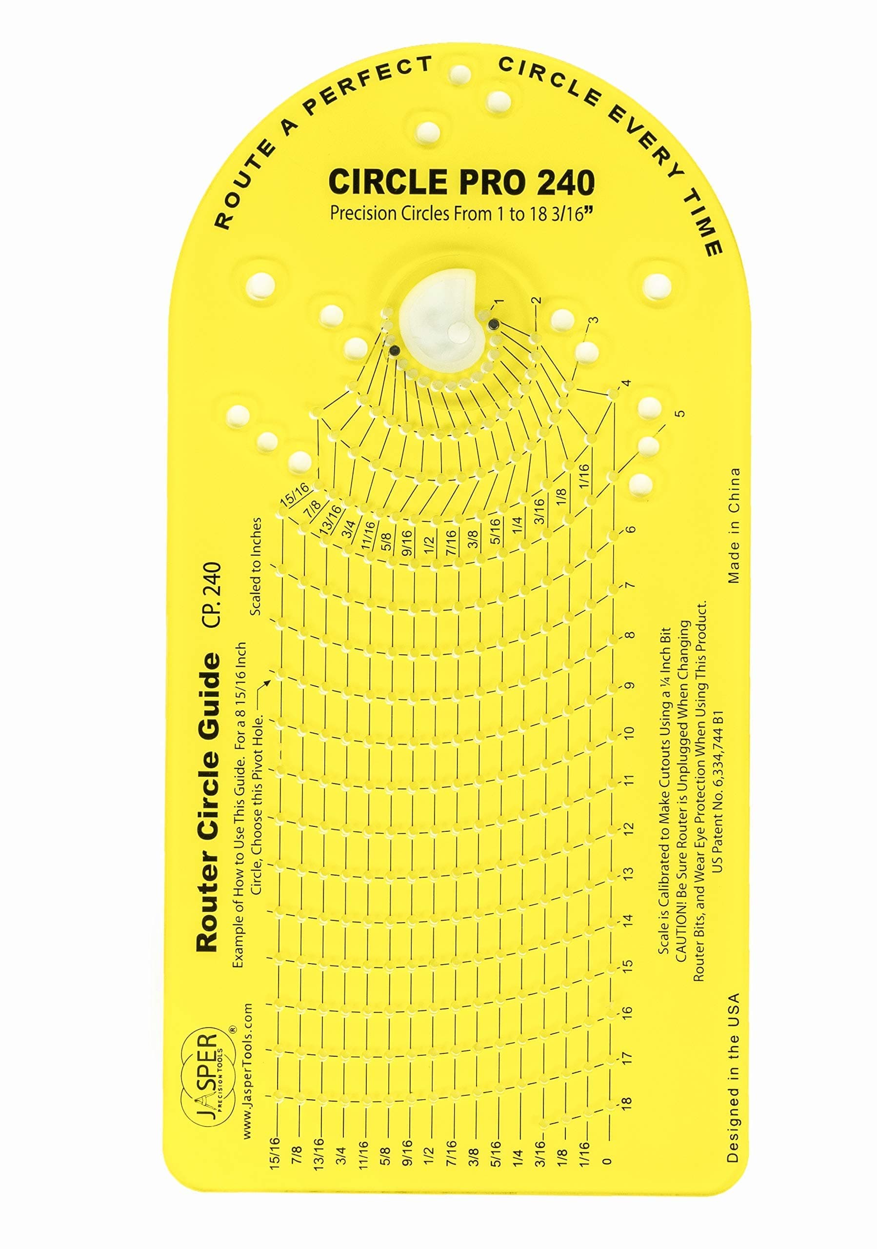 Jasper 240 Router Circle Cutting Jig – Precision Router Guide for 276 Perfect Circles (1"–18-3/16") – Fits 47+ Plunge Routers – Durable Acrylic Construction – Award-Winning Design by Jasper Tools