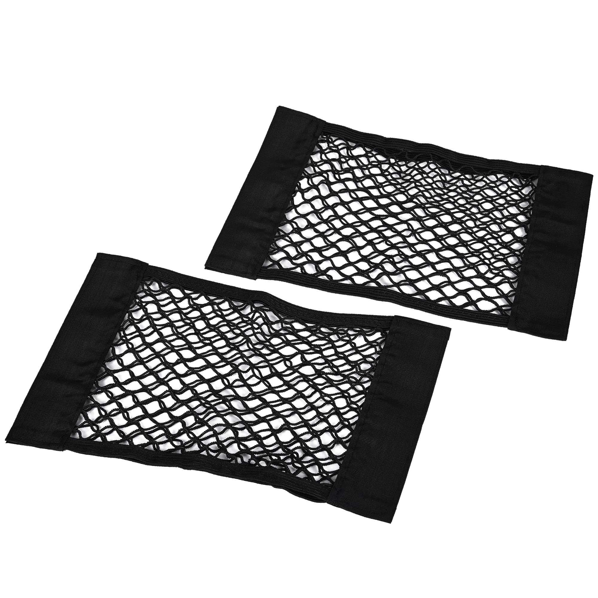 DiMiK Universal Mesh Cargo Net Velcro Car Storage Net Wall Sticker Organizer Pouch Bag Storage Mesh Net for Car Trunk Storage Add On Organizers for Car Truck, Pack of 2