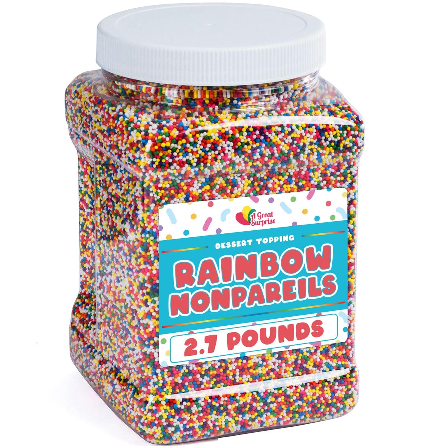 Easter Rainbow Nonpareils Sprinkles - 2.7 Pounds - Big Bulk - Bulk Ice Cream Sprinkles - Rainbow Toppings for Cake Decorating, Cookies, Cupcakes