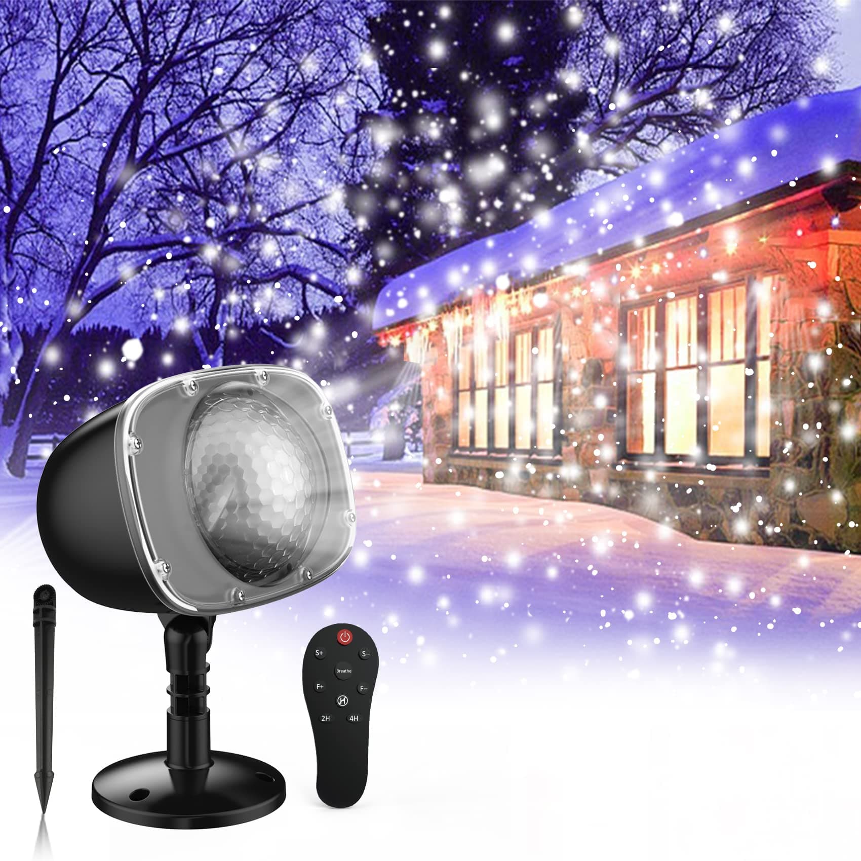 Christmas Snowfall Light Projector, Holiday Projector Lights with Remote Control,Rotating Snow Falling Lights,Outdoor Waterproof Landscape Decorative Lighting for Halloween Wedding Garden（Snow Spots）