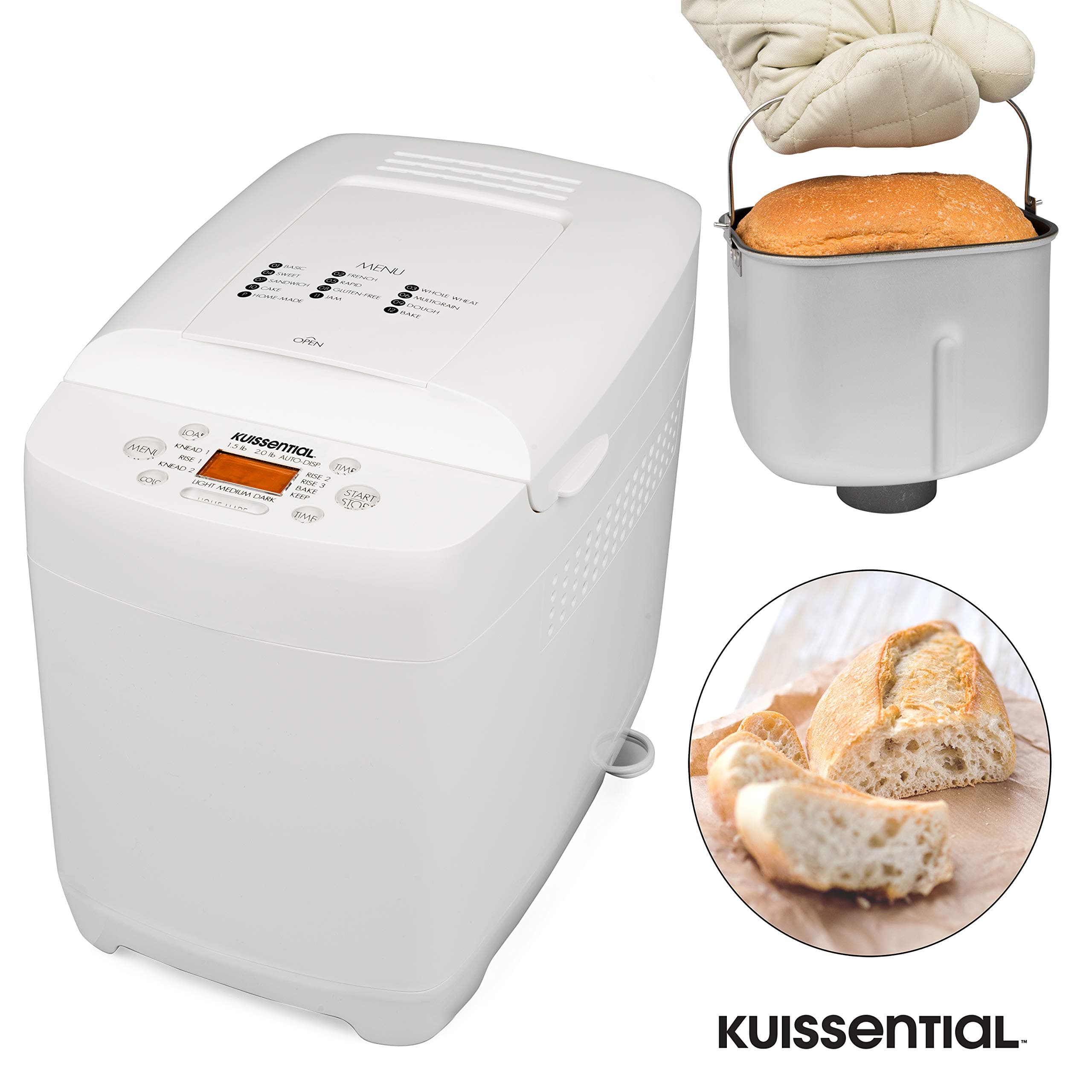 2-Pound Programmable Bread Machine w/Auto Fruit and Nut Dispenser, 13 Settings and 13-Hour Delay Timer