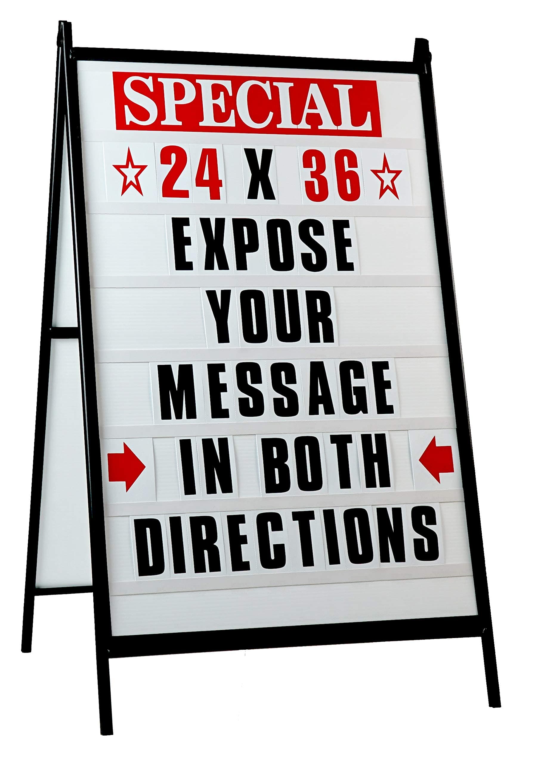 Sidewalk A Frame Changeable Letters Message Sign with 4-inch Letters set and 2 Protective Covers Portable Signs for Outside Sidewalk Sign for Business 24”x 36” Sandwich Board Sign with Letters