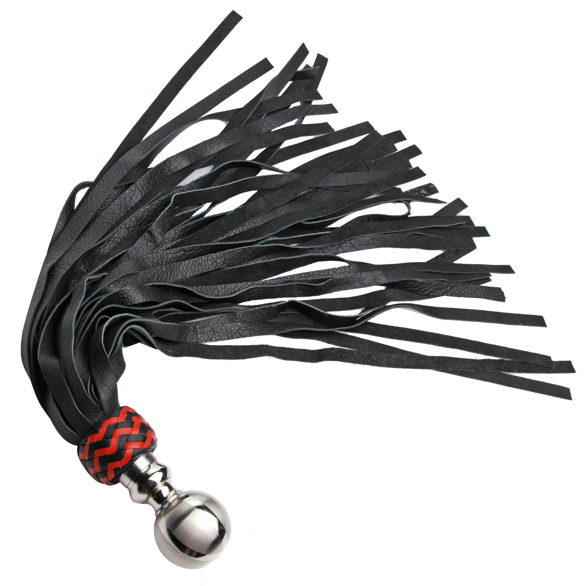 Premium Leather Ball Handle Flogger, Black