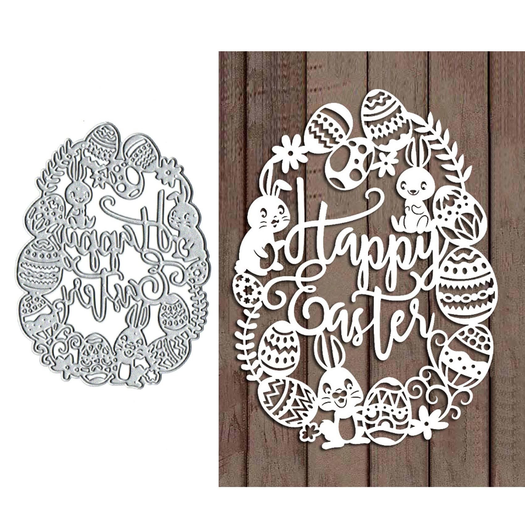 Easter Rabbit Die Cuts for Card Making, Scrapbooking, Decorative Paper Craft, Silver, 3.22x4.4 Inches