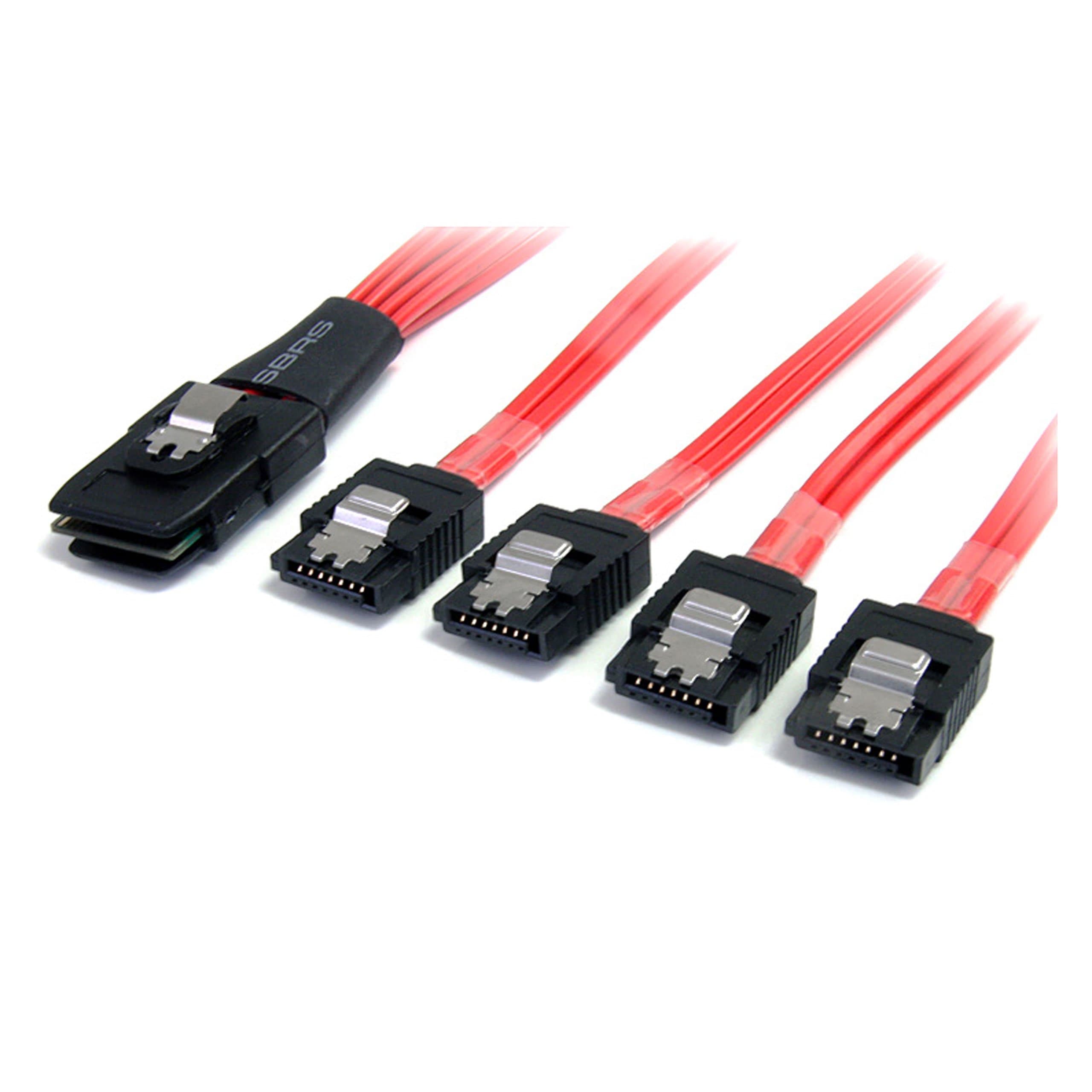StarTech.com 1m Serial Attached SCSI SAS Cable - SFF-8087 to 4x Latching SATA SAS cable (SAS8087S4100)
