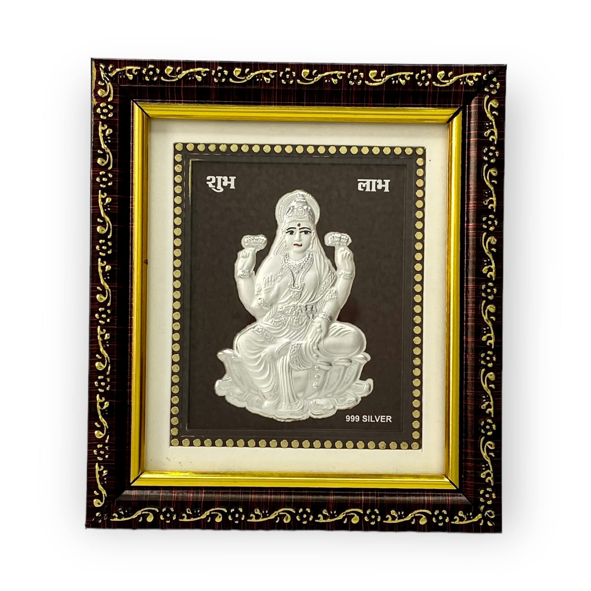 999 Pure Silver Lakshmi Square Wall Mount Frame for Gift and Home Décor (5 x 6 Inches)