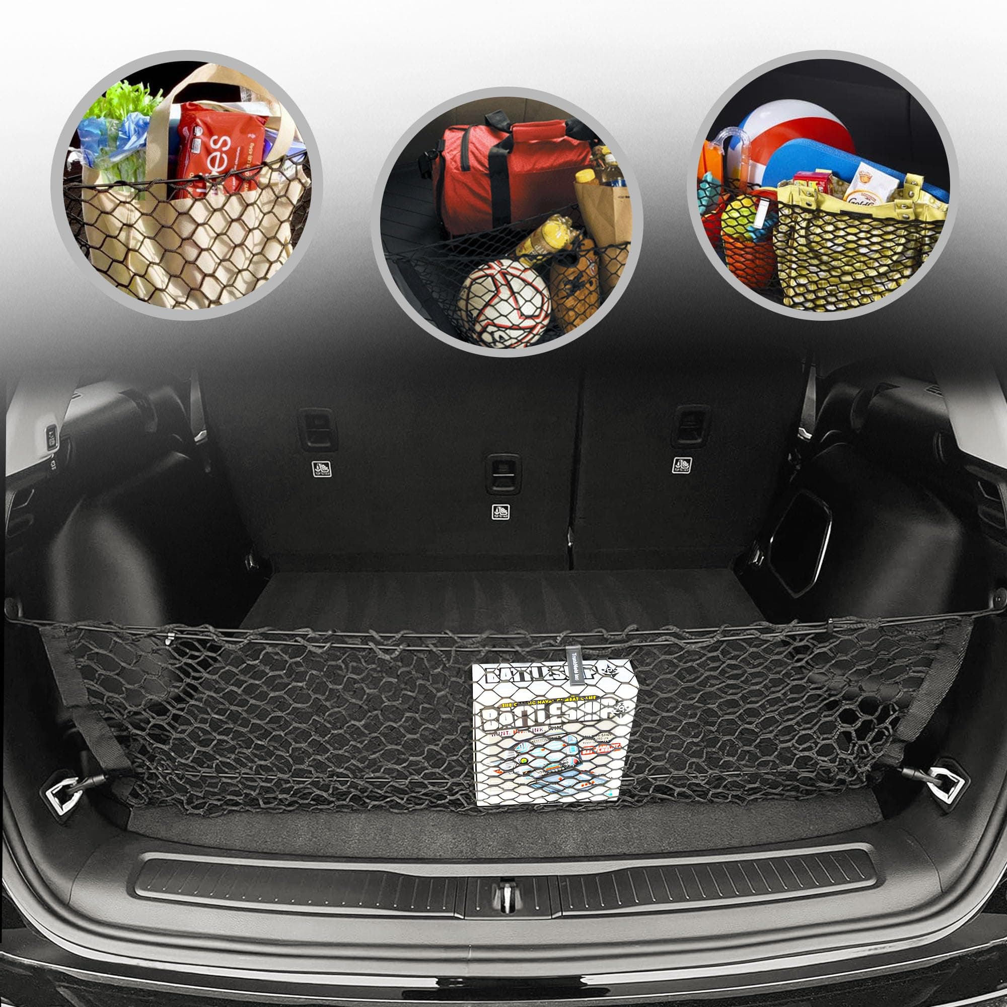 Envelope Style Elastic Trunk Mesh Cargo Net for Jeep Grand Cherokee 5 Seats 2022-2024 - Premium Trunk Organizer and Storage - Luggage Net for SUV - Best Car Organizer for Jeep Grand Cherokee