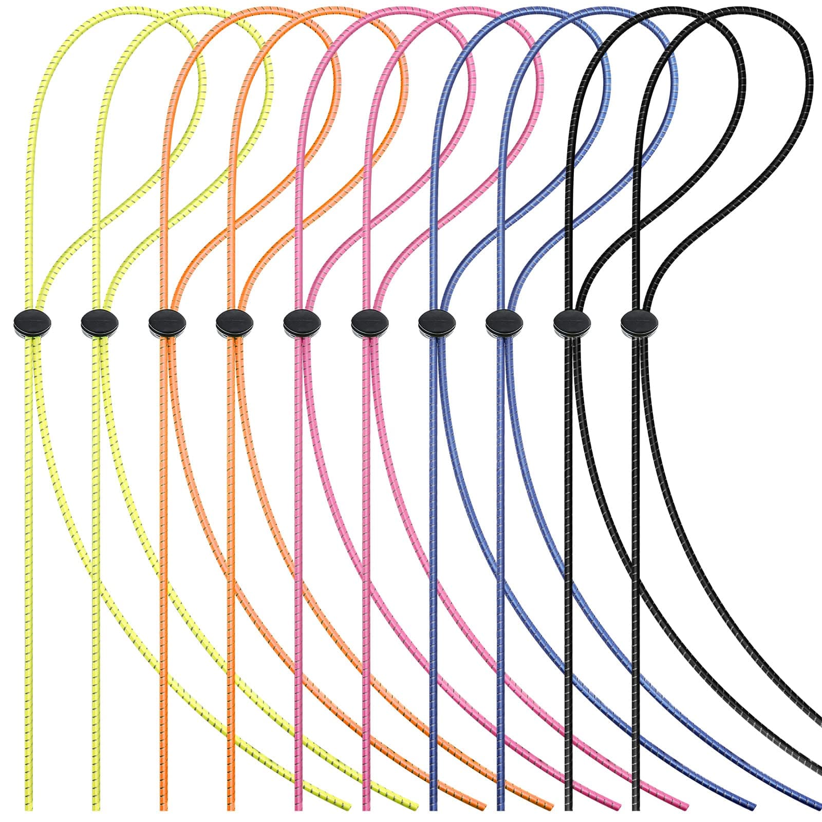 Gejoy 10 Sets Bungee Cord Strap Kit, Include Adjustable Replacement Swimming Goggle Straps with Cord Lock Clamp for Swim Goggles Anti Fog Racing Kids Goggles