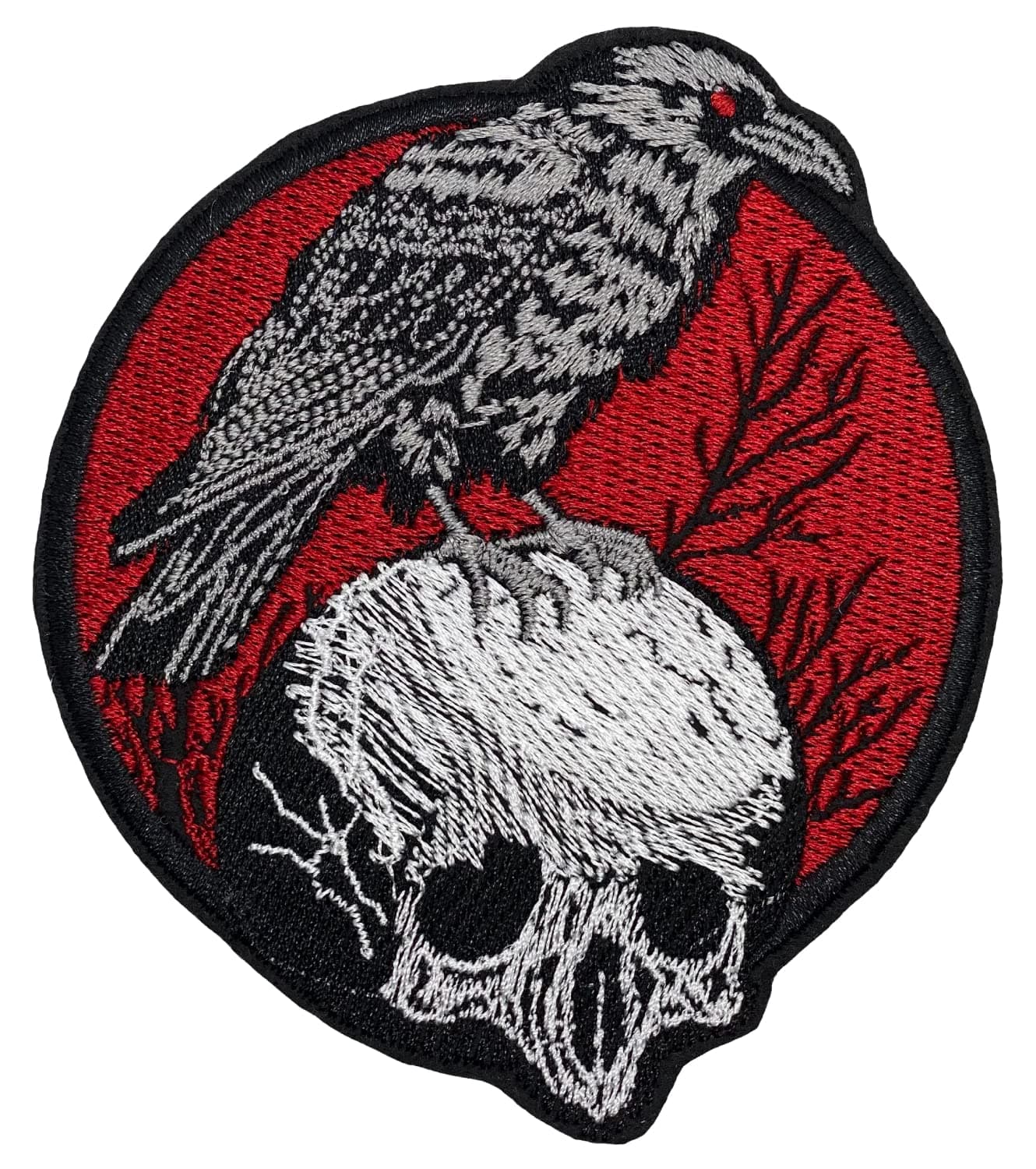 BOHAQA The Raven On The Skull Patch 4" - Cool Goth Skull and Raven Patch - Iron On/Sew On