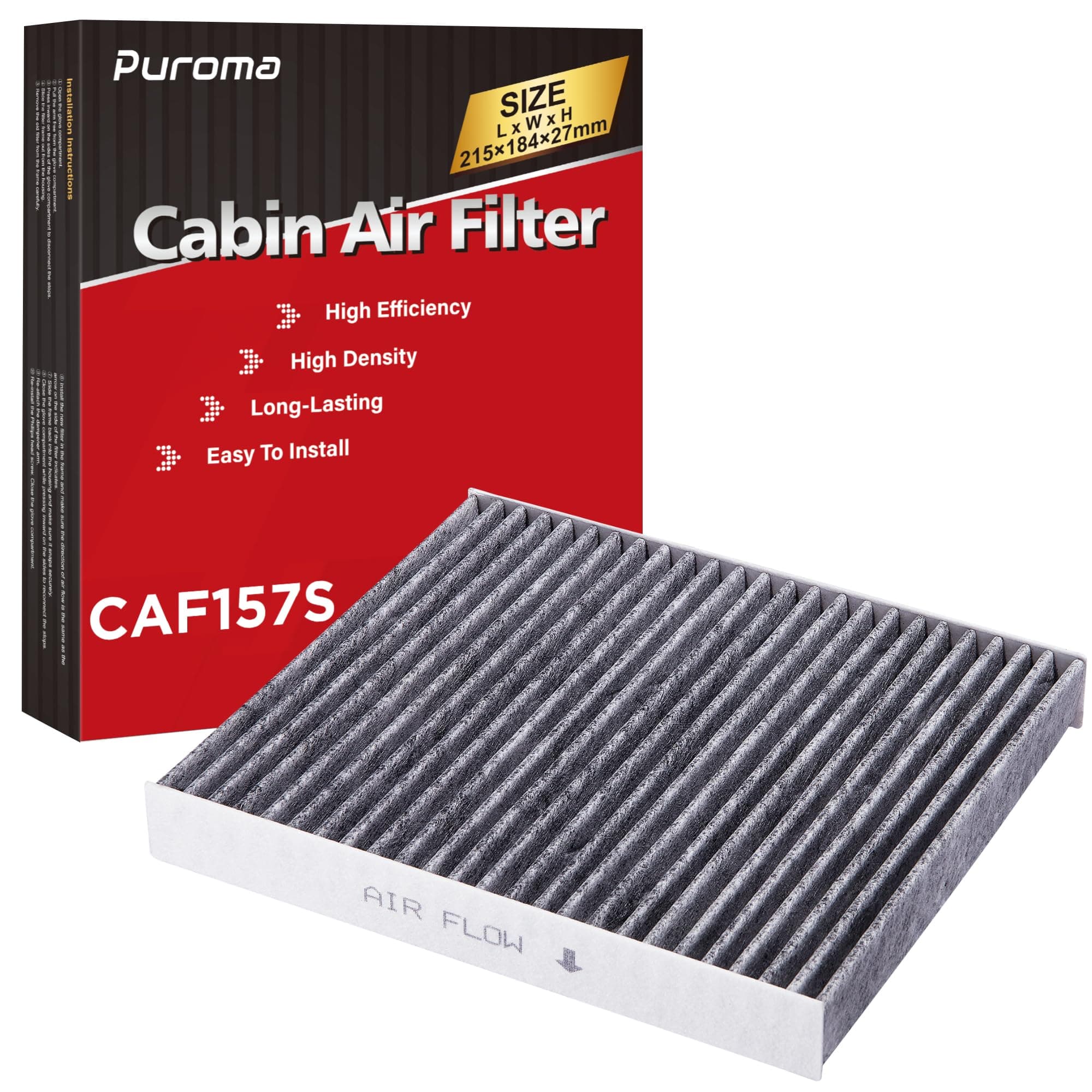1 Pack Cabin Air Filter with Activated Carbon, Replacement for CP157, CF12157, Select Lexus, Mazda, Subaru and Toyota Avalon, Camry, Corolla, Highlander, Prius, RAV4, Sienna, Venza