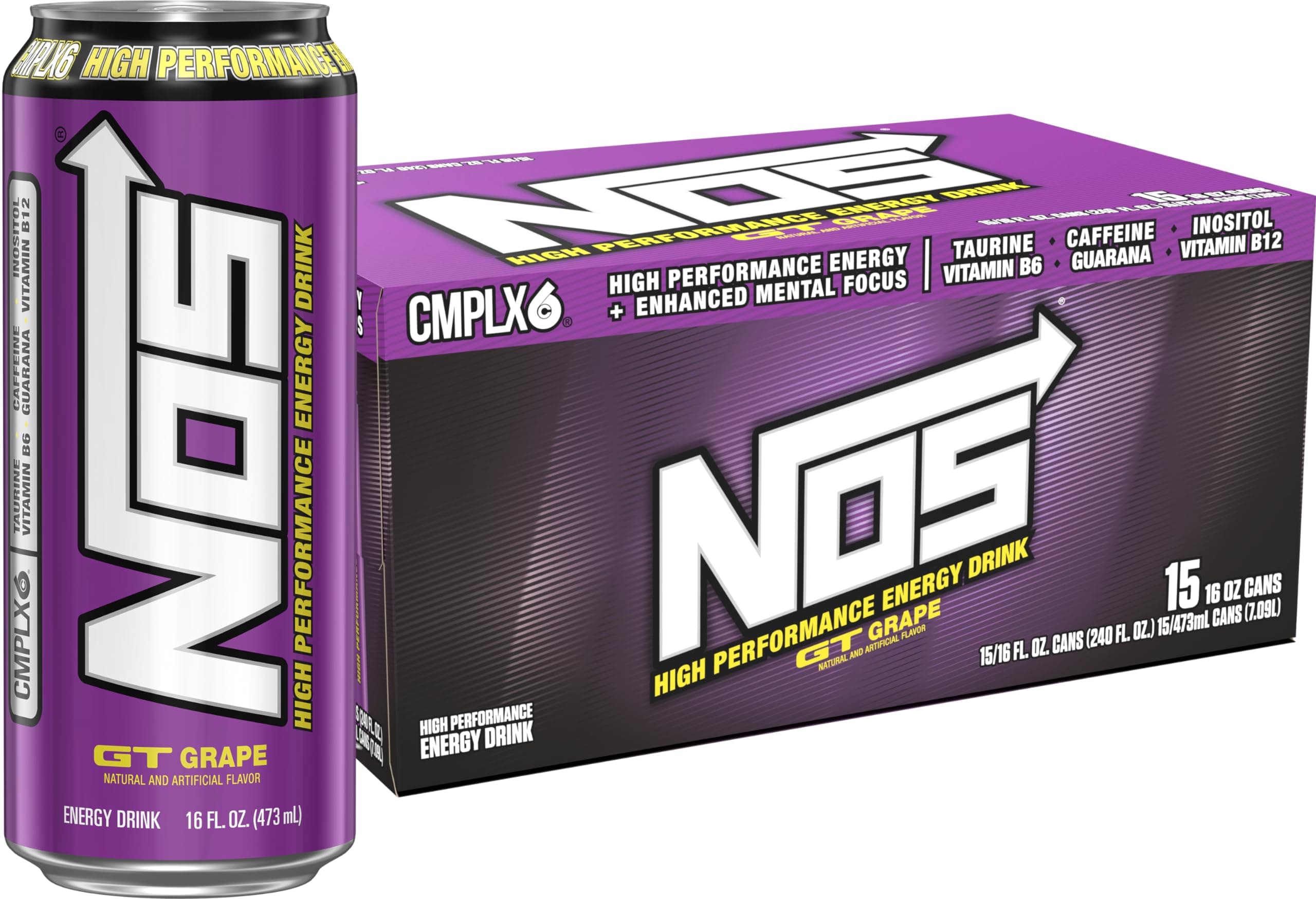 GT Grape: High Performance Energy Drink. 16 Fl oz | Pack of 15