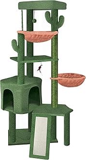 Wang Xin Four Layer Big Cat Tree with Huge Cat Condo and Two Hammocks Scratch Pad,Green