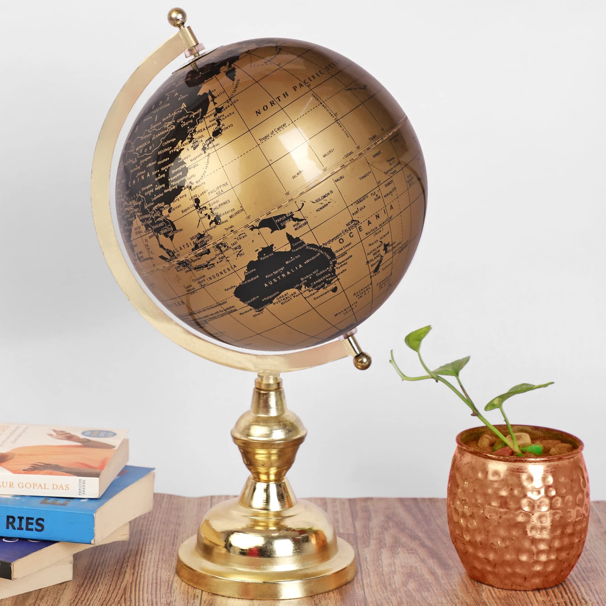 Morgan Globe Stand for Table Study décor Office décor Size Globe All India Map World Globe Size 9x9x14 inch (Boll 8 inch)