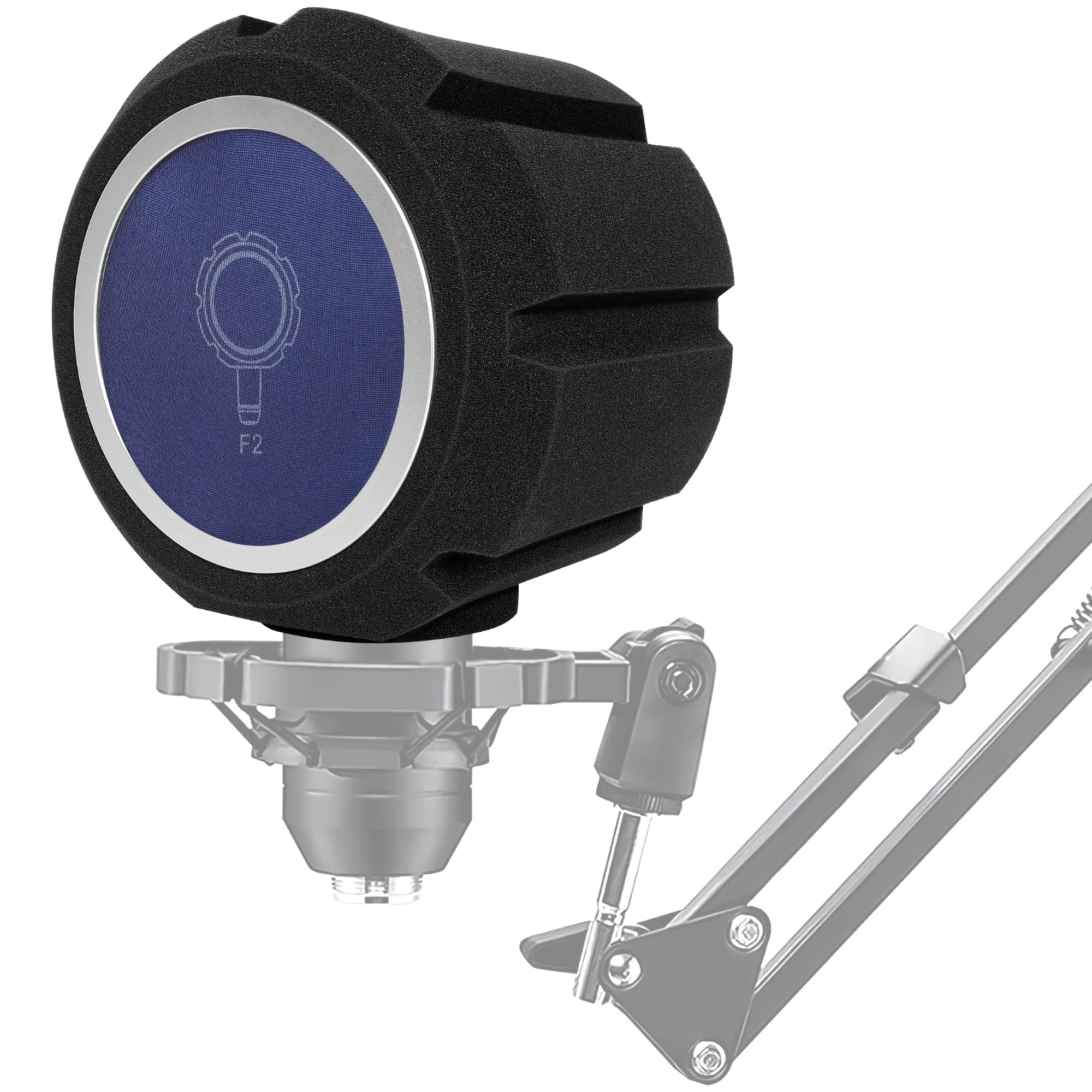 Microphone Pop Filter F2 Professional Thick Wind Shield Windscreen Pop Filter Mic Sound Absorbing Foam that Reduces Noise and Reflections for Large Mic, Studio Equipment Indoor & Outdoor Recording