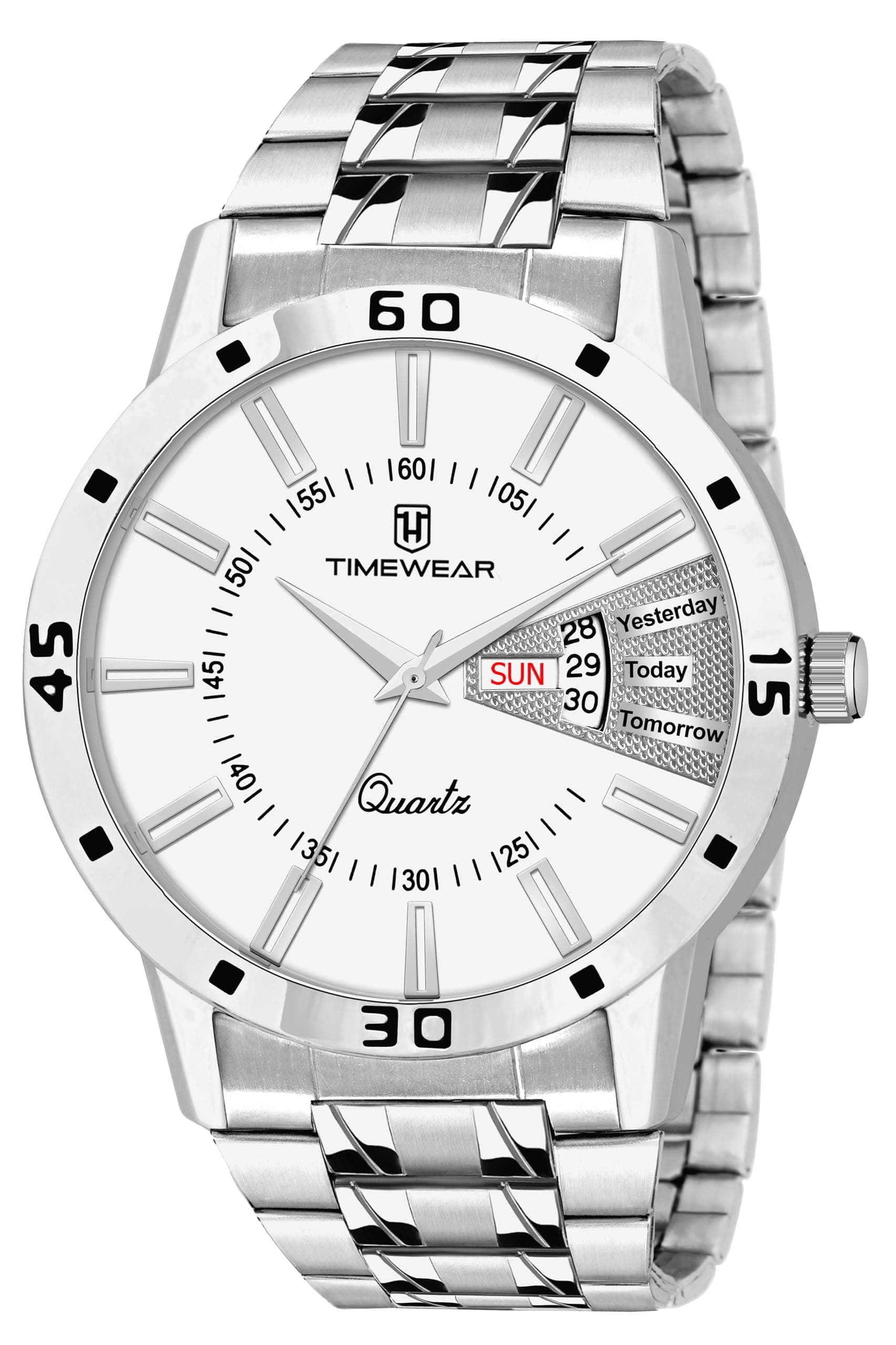 TIMEWEAR Analog Day Date Functioning Stainless Steel Chain Watch for Men
