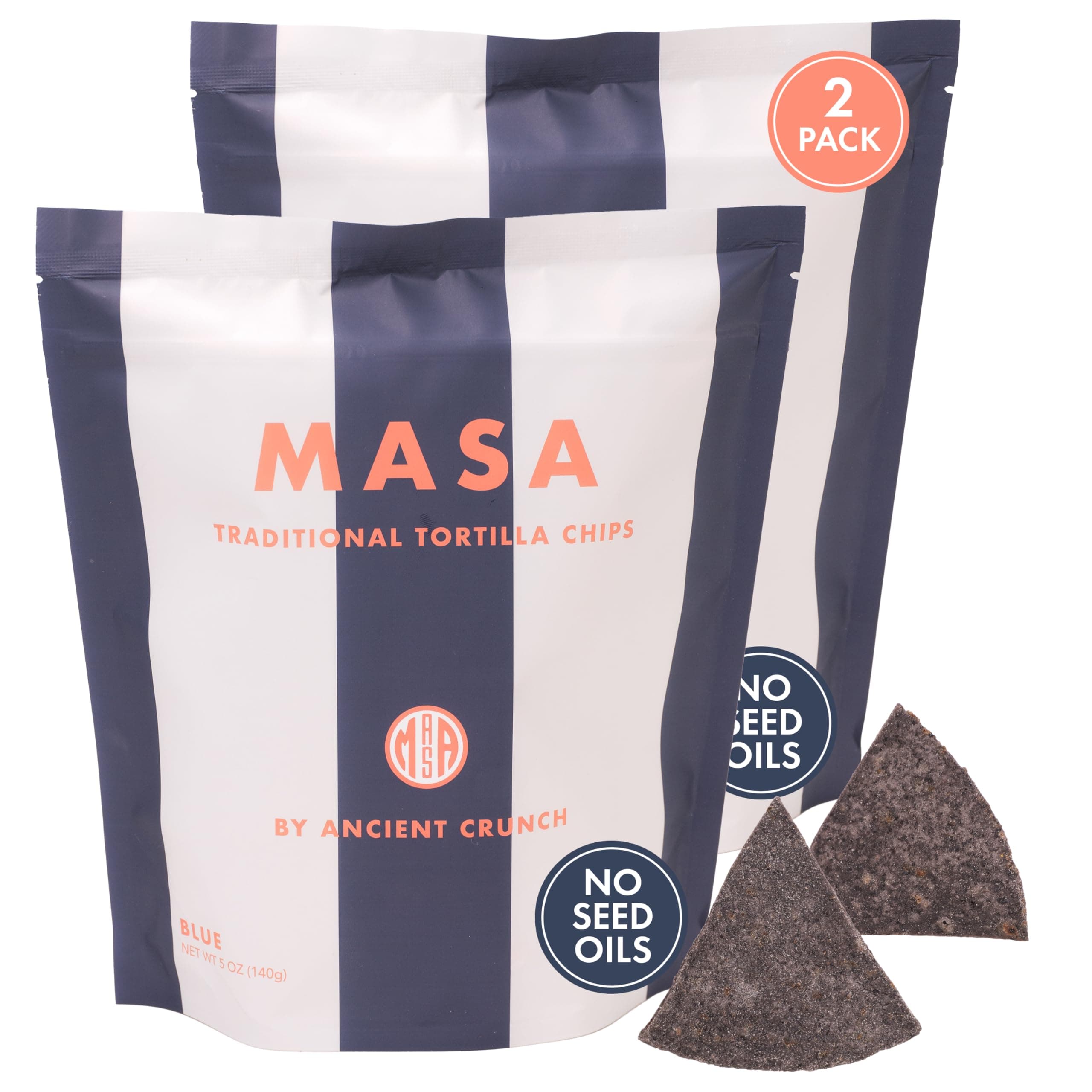 - MASA Chips Blue Corn Tortilla Chips Cooked in Beef Tallow – Seed Oil Free Snack, 2pk×5 oz each– Handmade with Only Naturally Grown Blue Corn & Sea Salt, Gluten Free