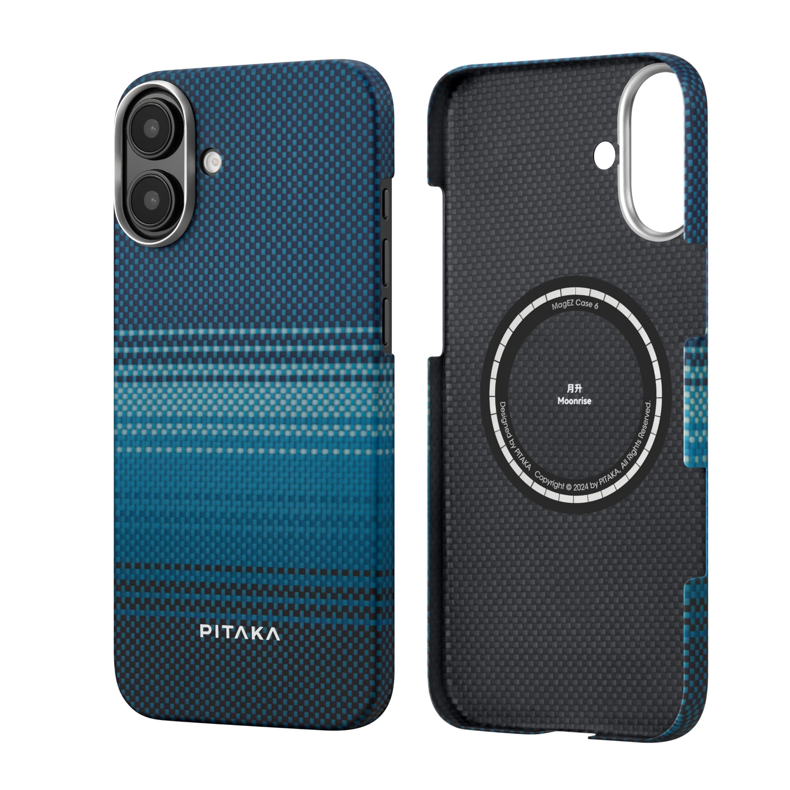 PITAKA Magnetic Case for iPhone 16 Plus Lightweight and Slim Aramid Fibre Protective Case with Premium Texture and Precise Cuts [MagEZ Case 5-Tactile Woven] Moonrise