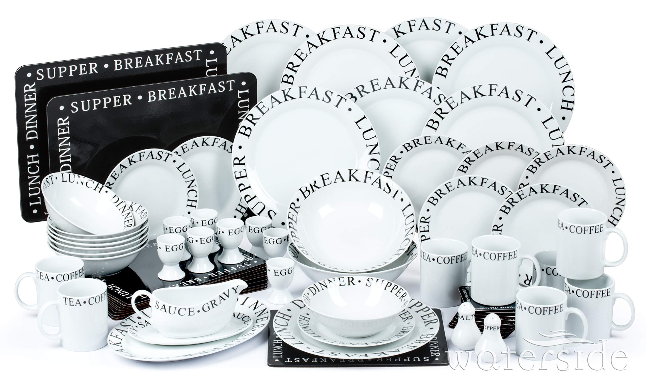 Script 65 Piece Dinner Set - Black