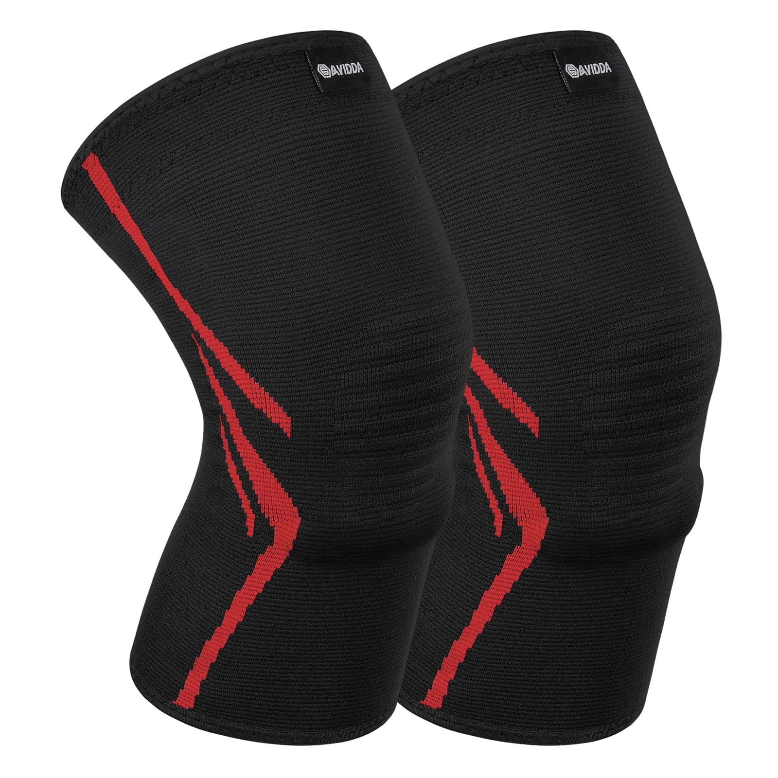 AVIDDA Knee Support Brace 2 Pack - Compression Sleeves for Arthritis, Joint Pain, Ligament Injury, Meniscus Tear, ACL, MCL, Squats, Sports, Red with Spring Stabilizer, 0.28 kilograms
