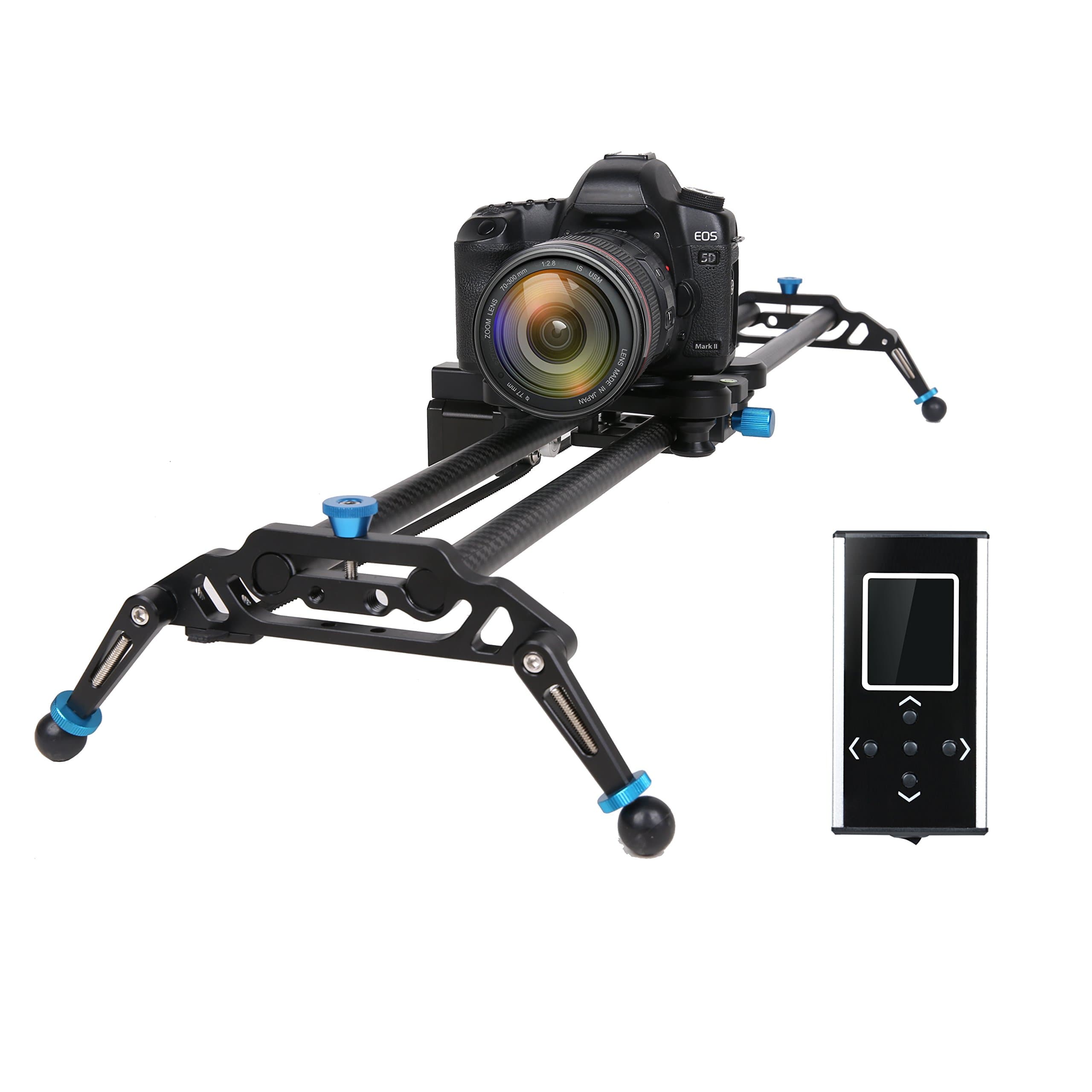 GVM Motorized Camera Slider DSLR Dolly with Automatic Looping Real Time Shooting Time Lapse Shots, Very Light Carbon Fiber 31" 80cm