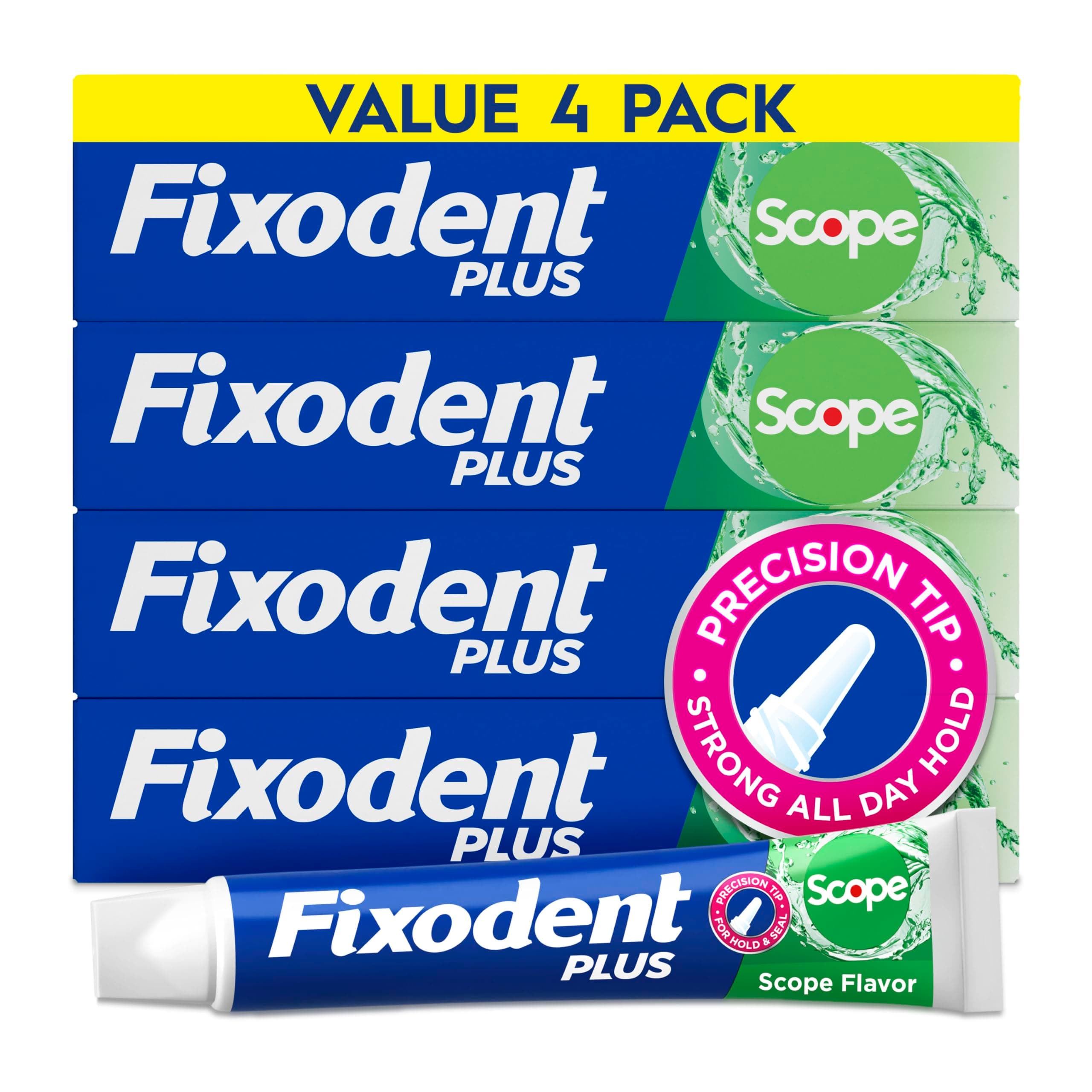 Plus Scope Secure Denture Adhesive 2.0oz (Pack of 4) – Blue & Green