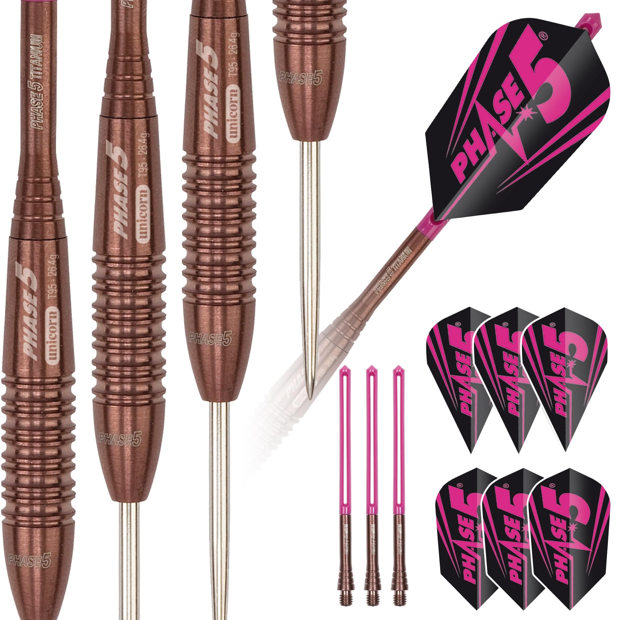 Steel Tip Darts Barrels | Evolution Series Phase 1, 2, 3, 5 & 6 | Natural 90%, 95% & 97% Tungsten Barrels | 24g, 25g or 26g