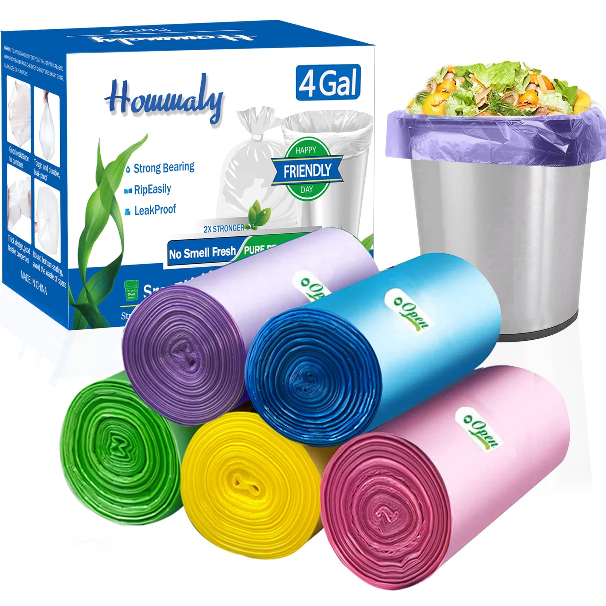 4 Gallon Small Garbage Bags,Extra Strong Trash Bag Bin Liners for Home Office Kitchen (RA)