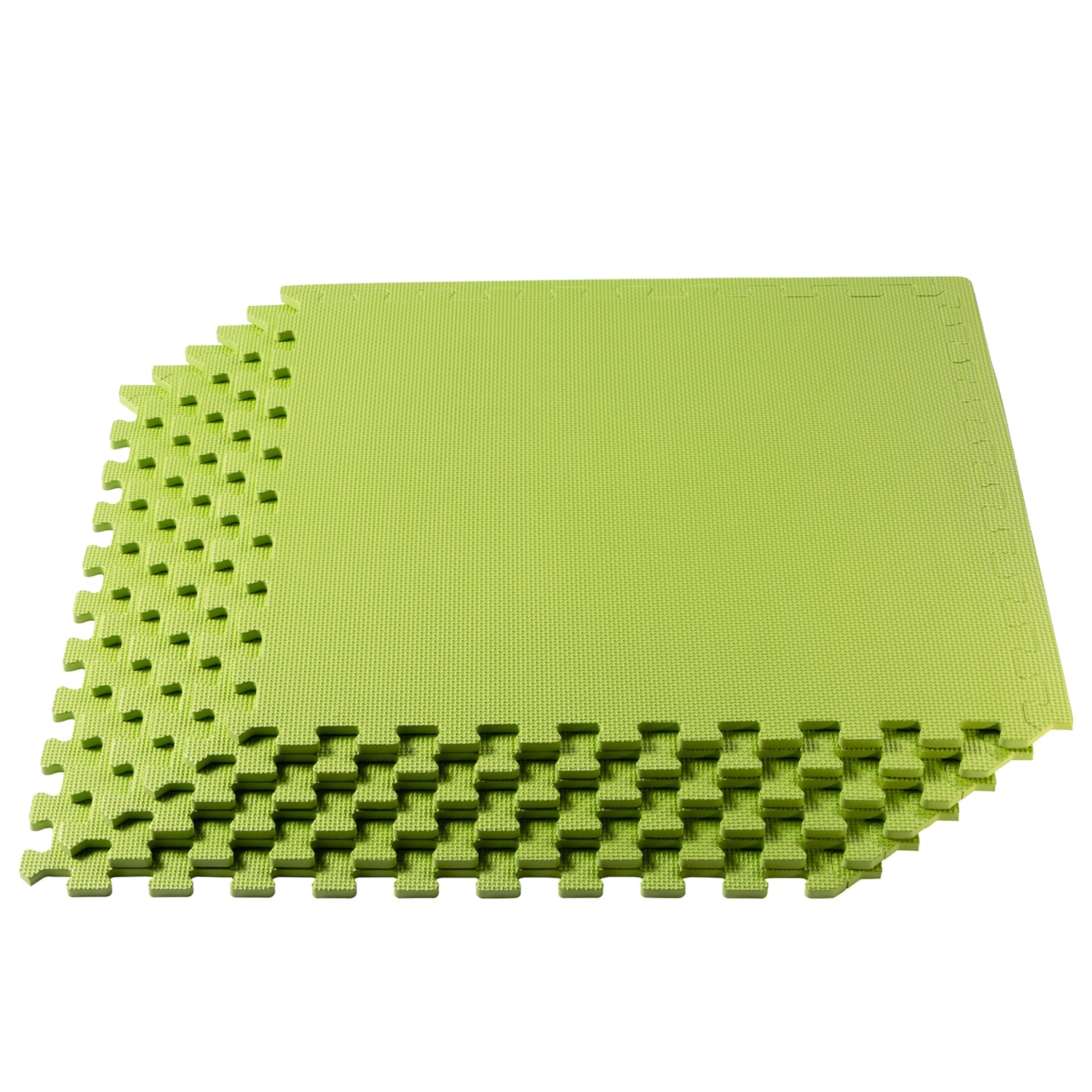 3/8 Inch Thick Multipurpose Exercise Floor Mat with EVA Foam, Interlocking Tiles, Anti-Fatigue for Home or Gym, 24 in x 24 in