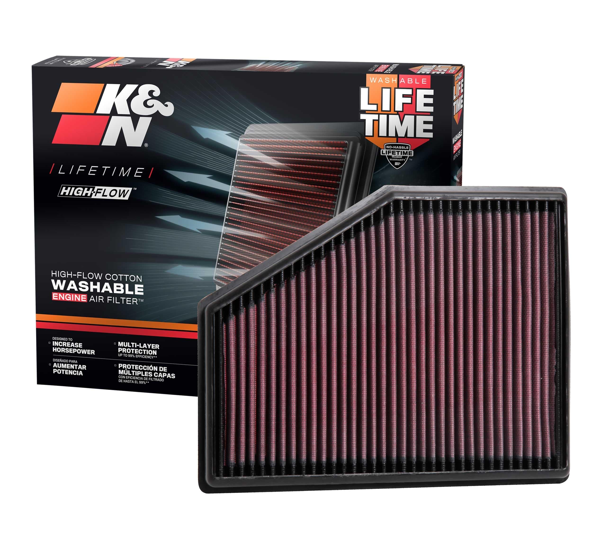 High-Flow Original Lifetime Engine Air Filter: Increase Power: Premium, Washable: Compatible with 2015-2024 BMW: (See Product Description for Select Models) 33-3079