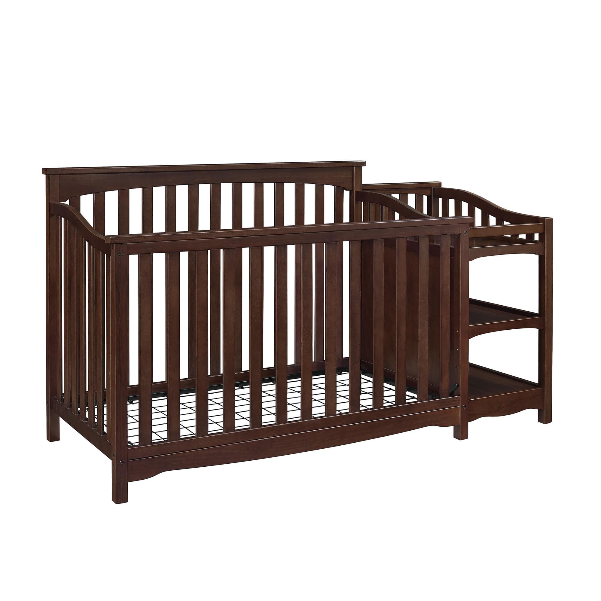 Baby Relax Bailey Convertible Crib with Side Changing Table Set with Wood in Espresso Finish, Dark Brown