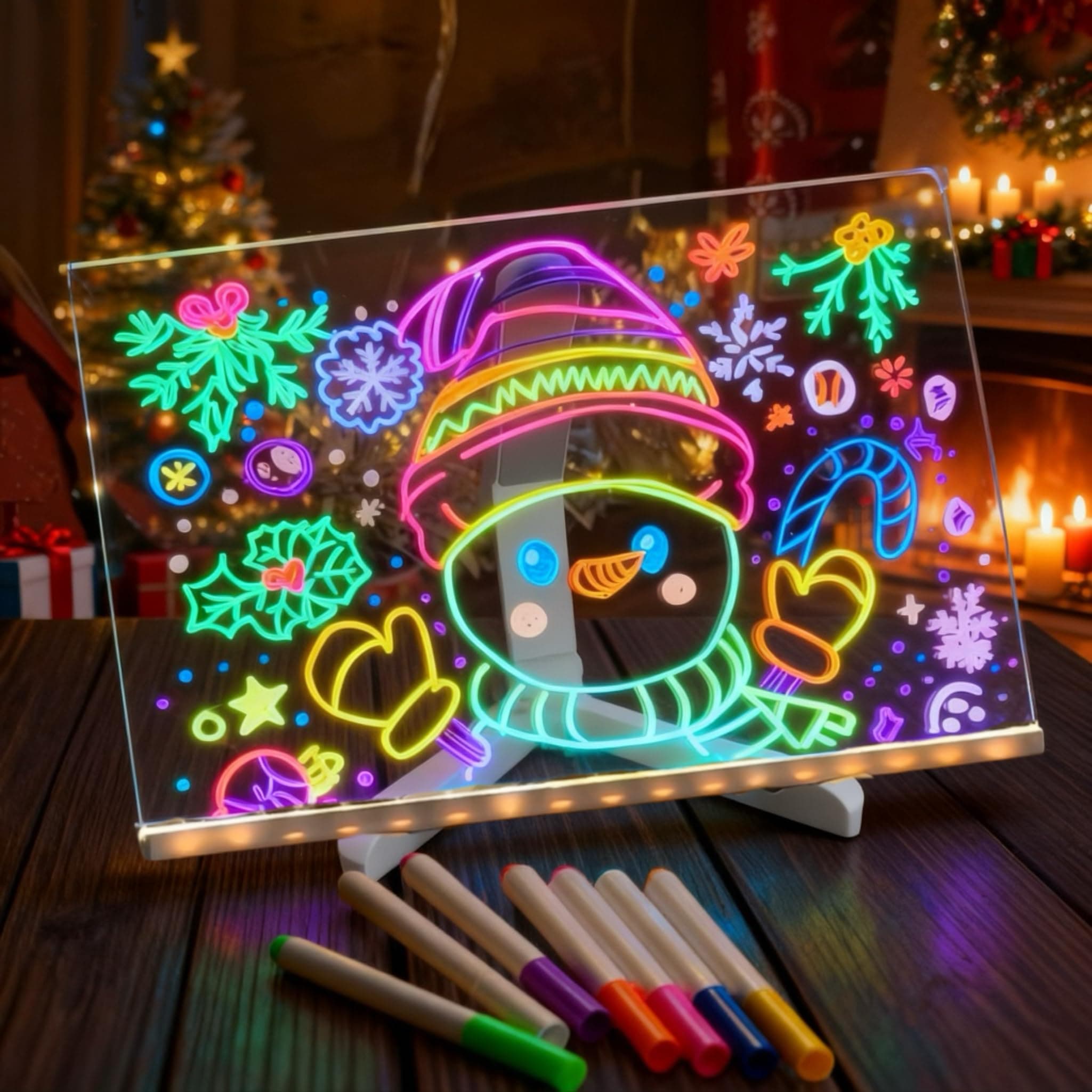 LED Note Board with Colors, Glowing Acrylic Message Marker Board, Illuminating Dry Erase Board with Sturdy Stand, Memo Letter Board with Interactive Light, White Board for Idea Generation (11.8*7.9in)